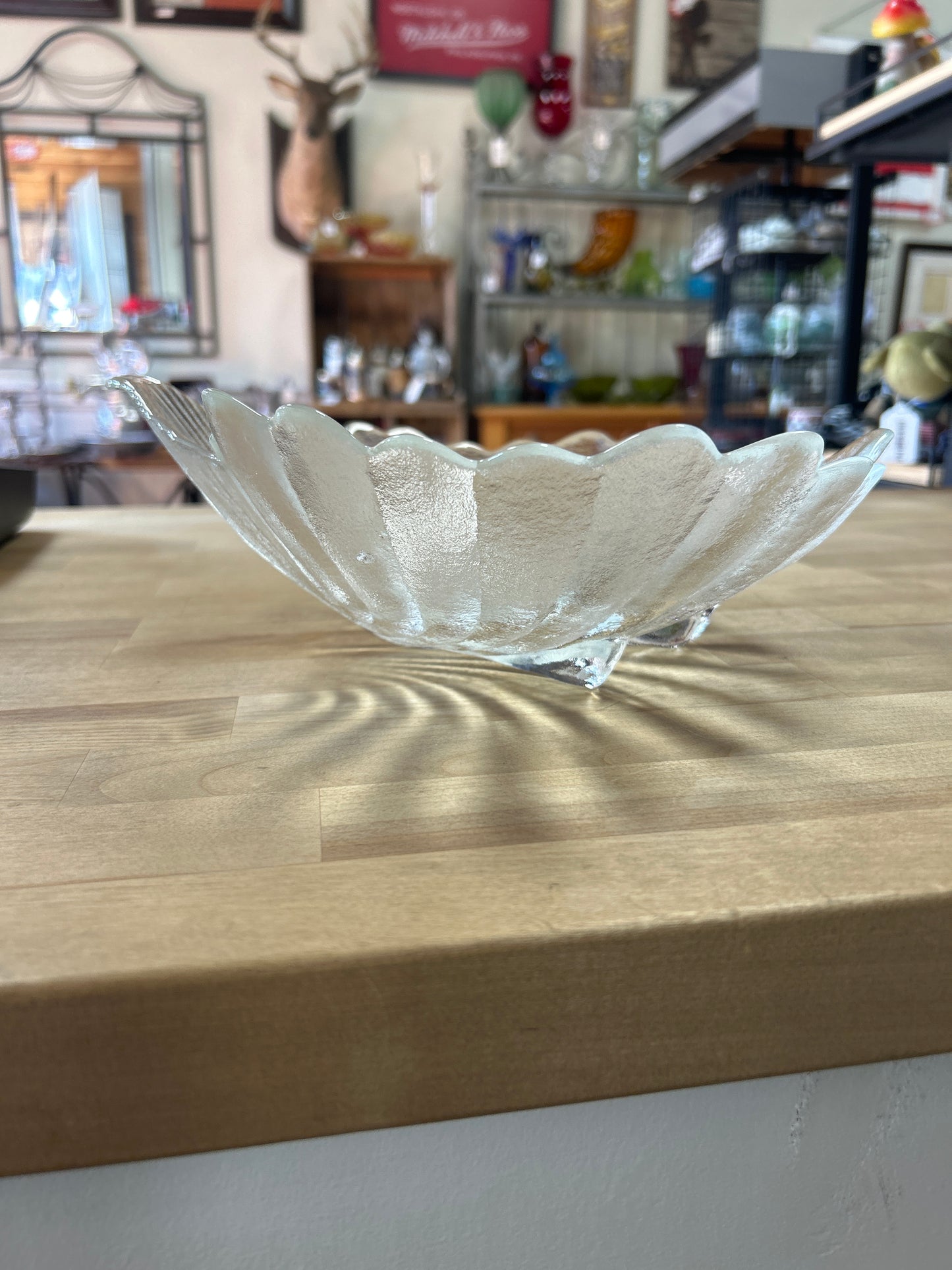 JRC Riedel Crystal Glass Heavy Seashell Shell Scalloped Footed Bowl Dish 10 3/4”