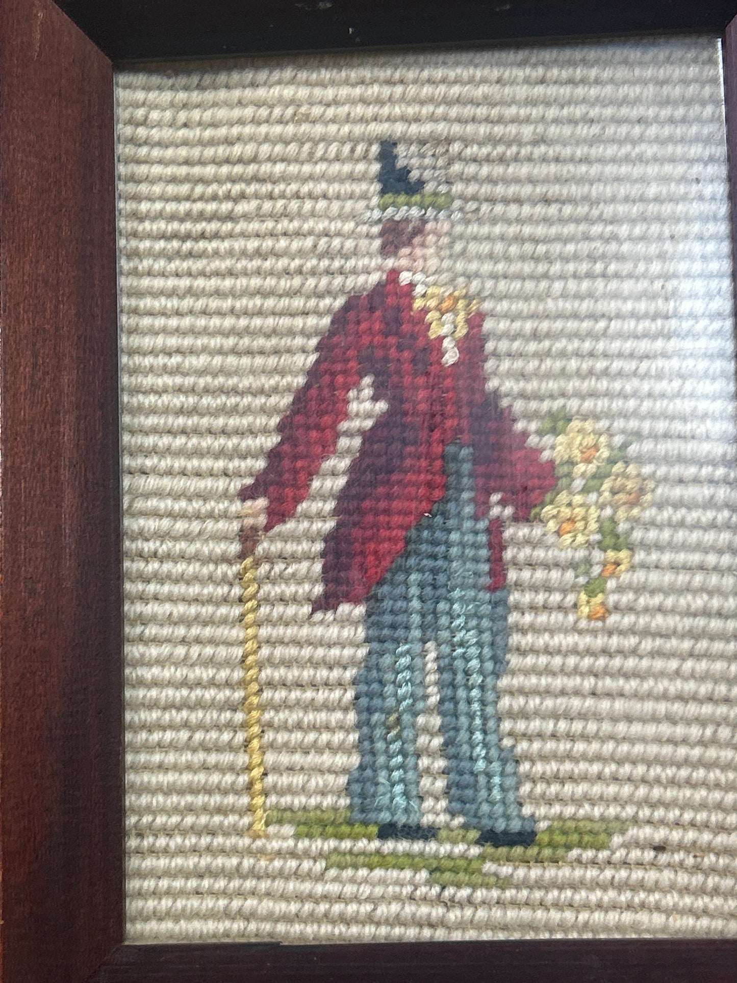Vintage cross stitch lady and gentleman (pair)