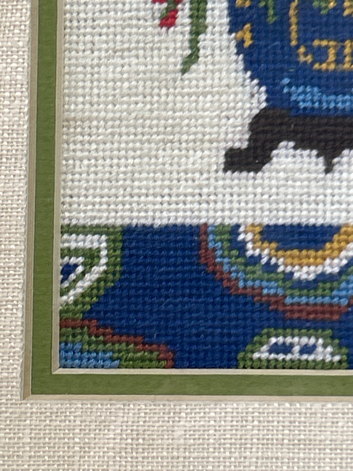 Vintage Needle Point. Double Matted Professionally Framed