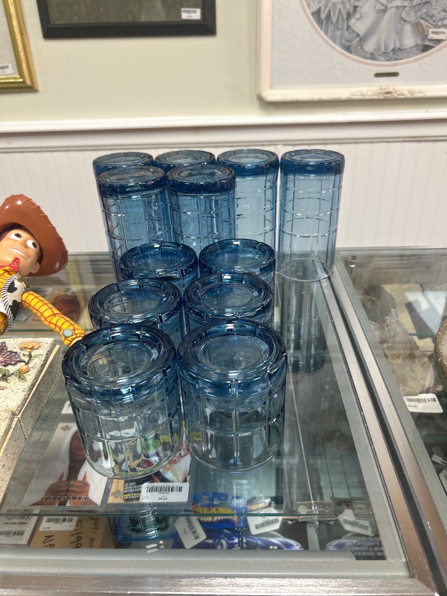 Vintage Anchor Hocking Tartan Blueberry Blue Set (12 total) (804B)