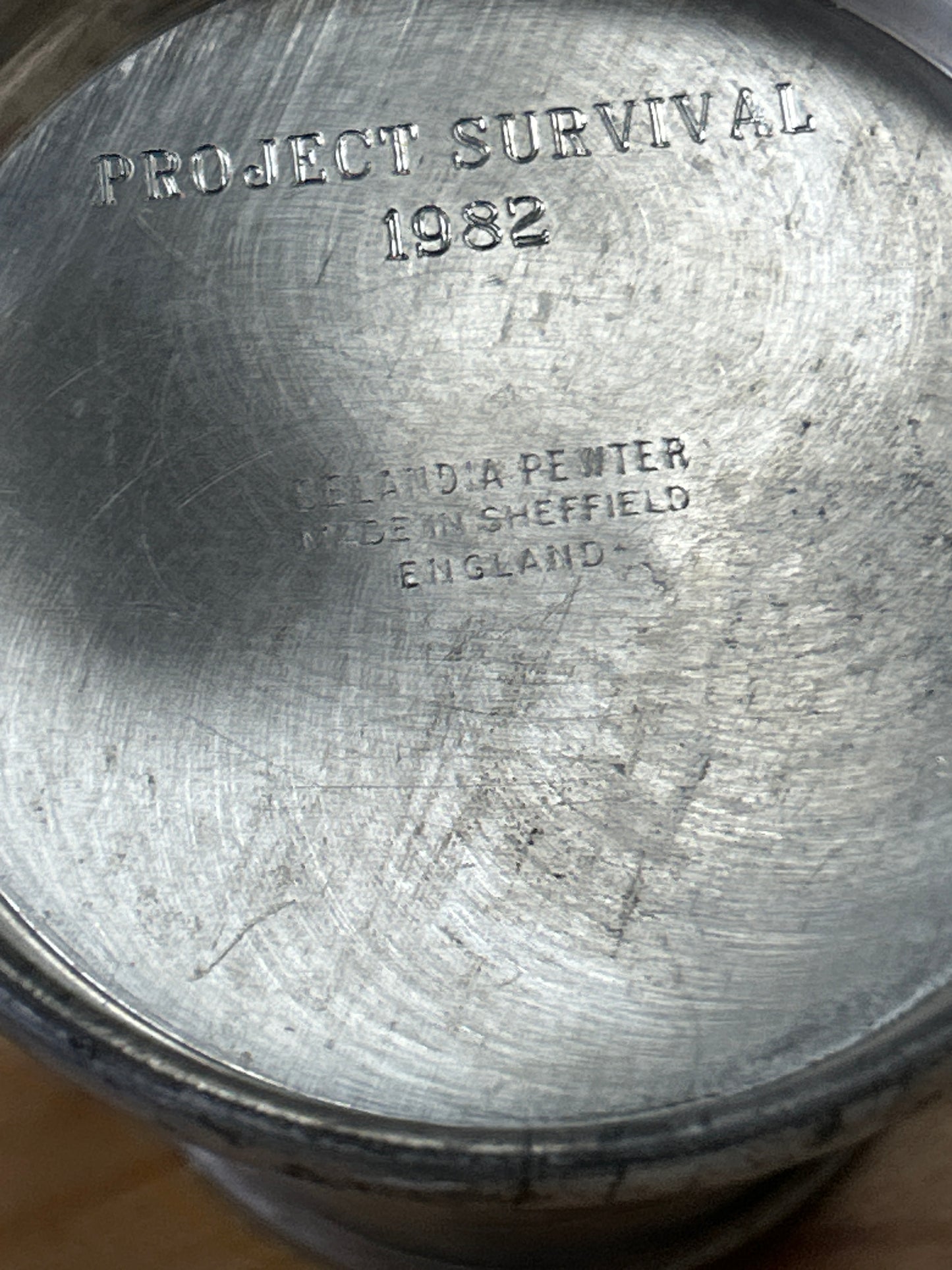 Vintage Stork Handle Baby Cup Vintage English Pewter; Engrave able (needs a good cleaning)