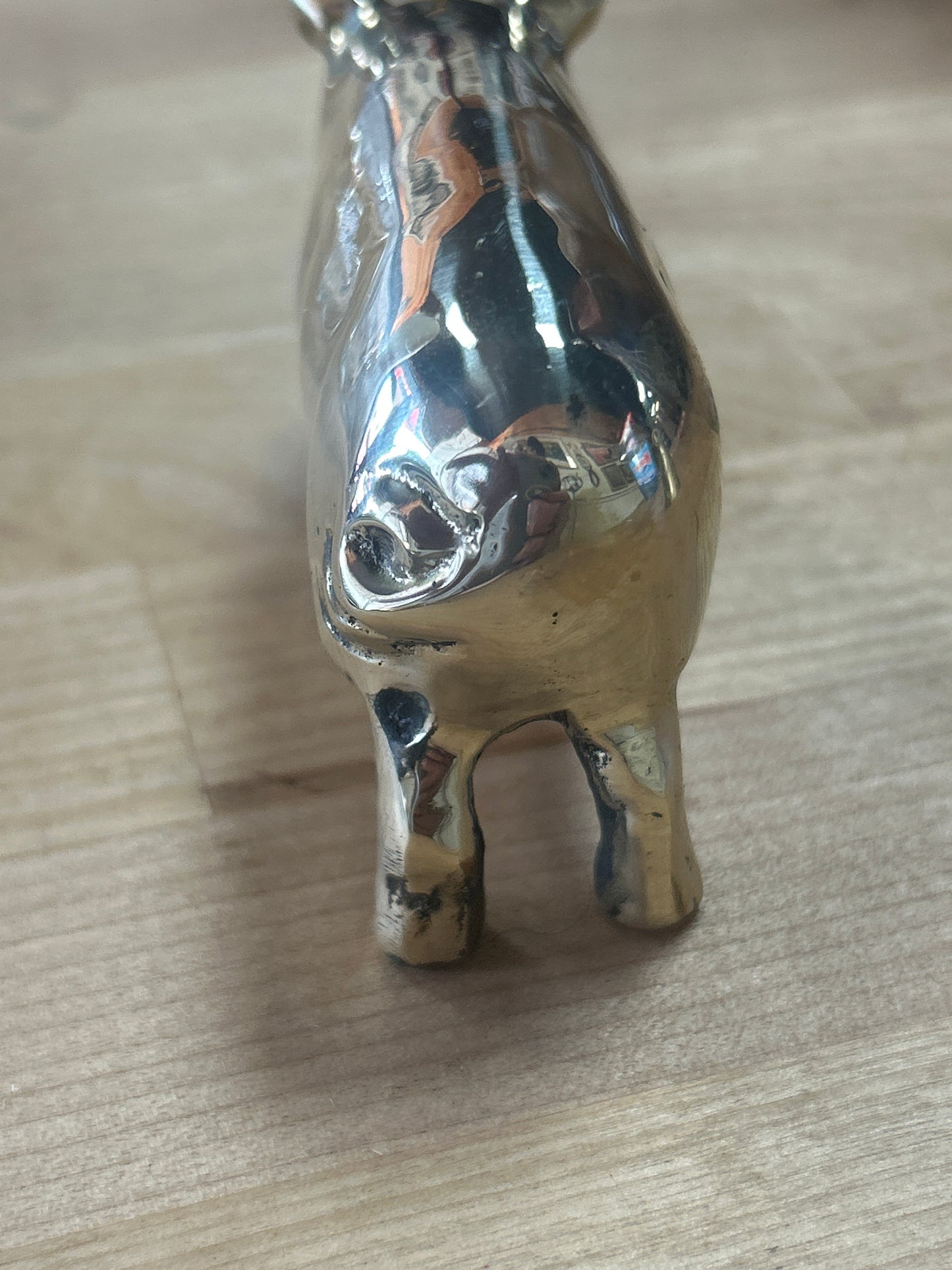 Vintage Solid Brass Pig 4” snout to tail