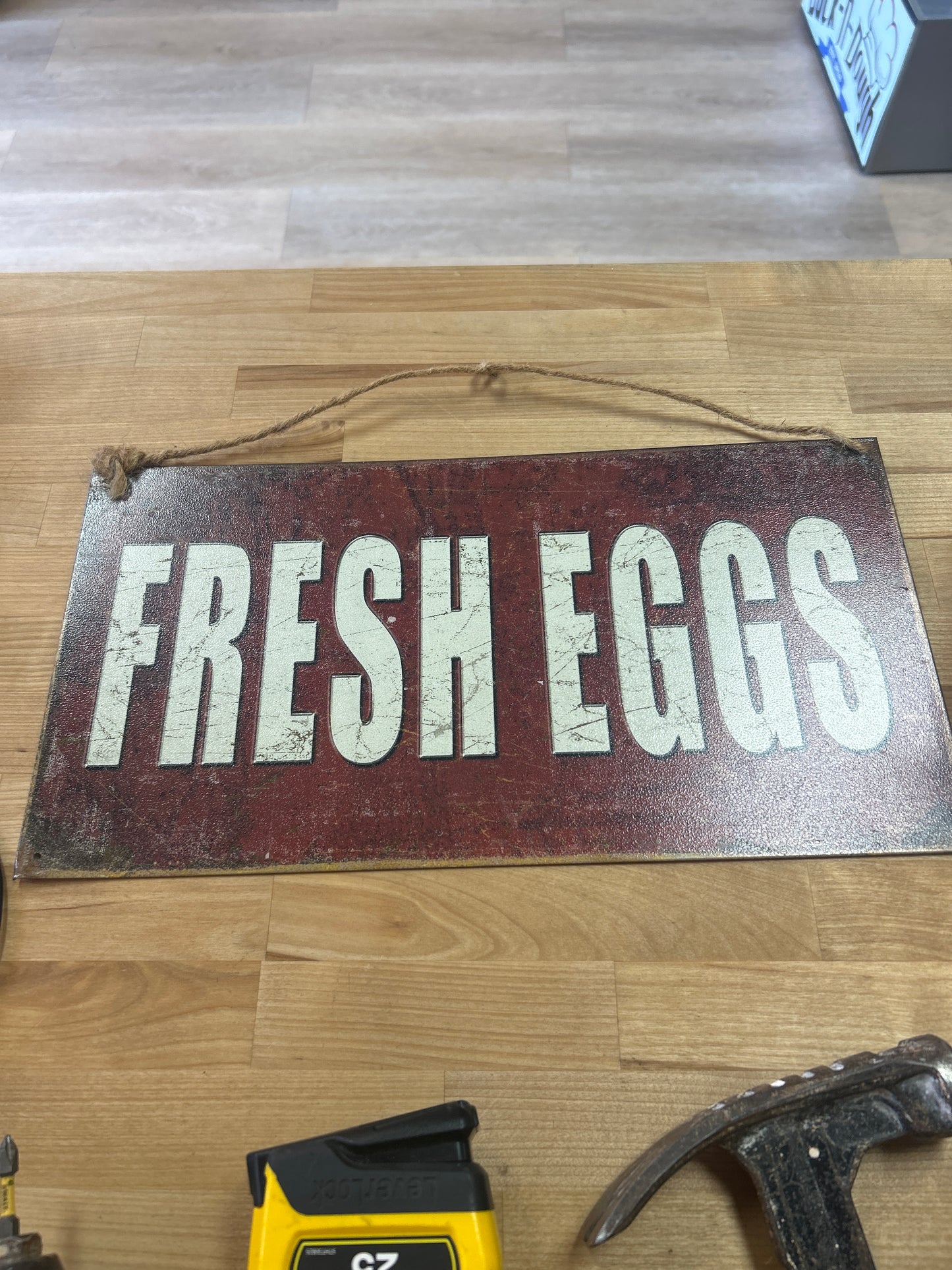 Fresh Eggs Tin Sign (not vintage) 16x8 1/2”