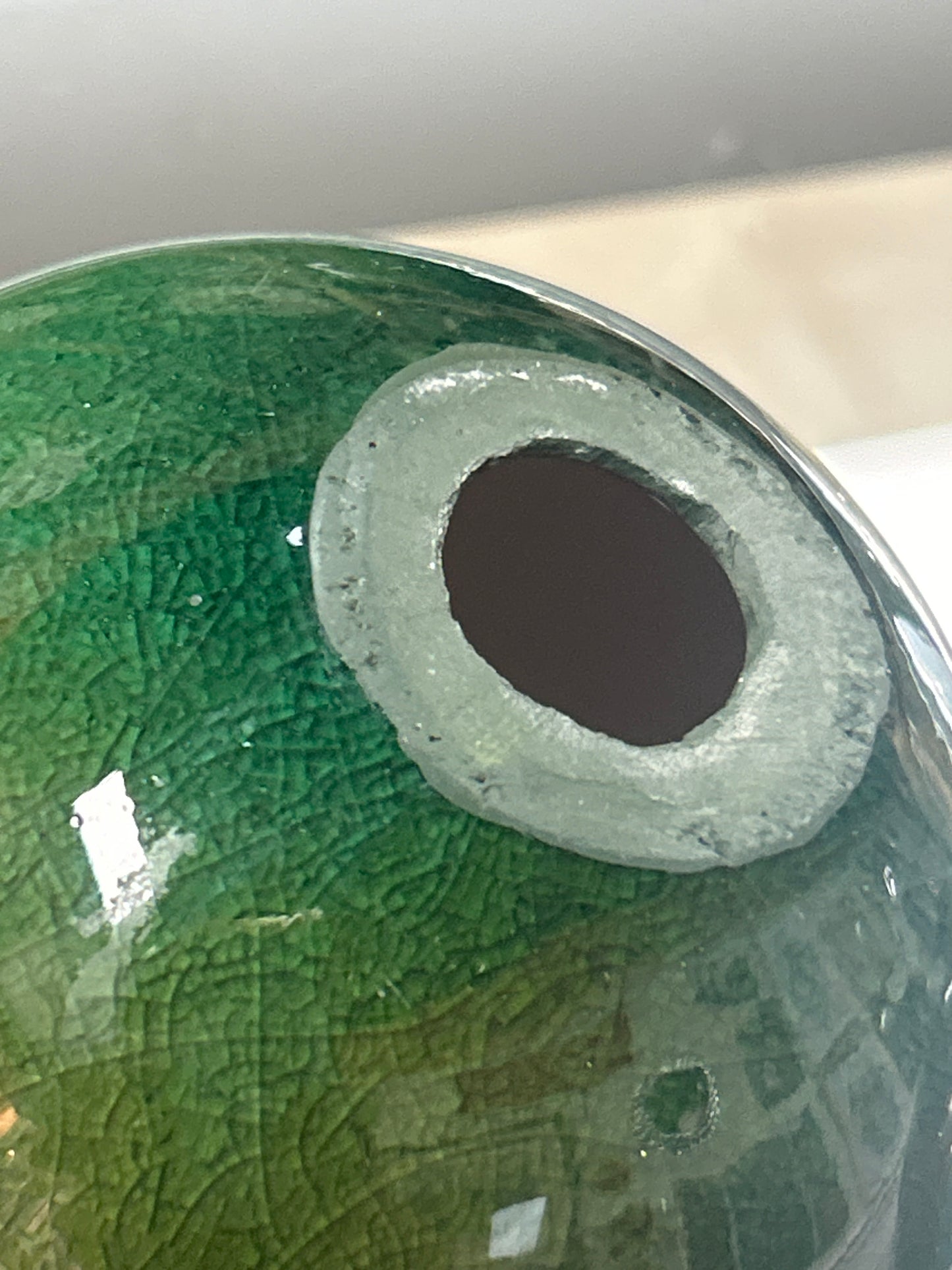 Glazed Pottery Globes (tones of green, brown and purple) 3 1/2” Set of 3