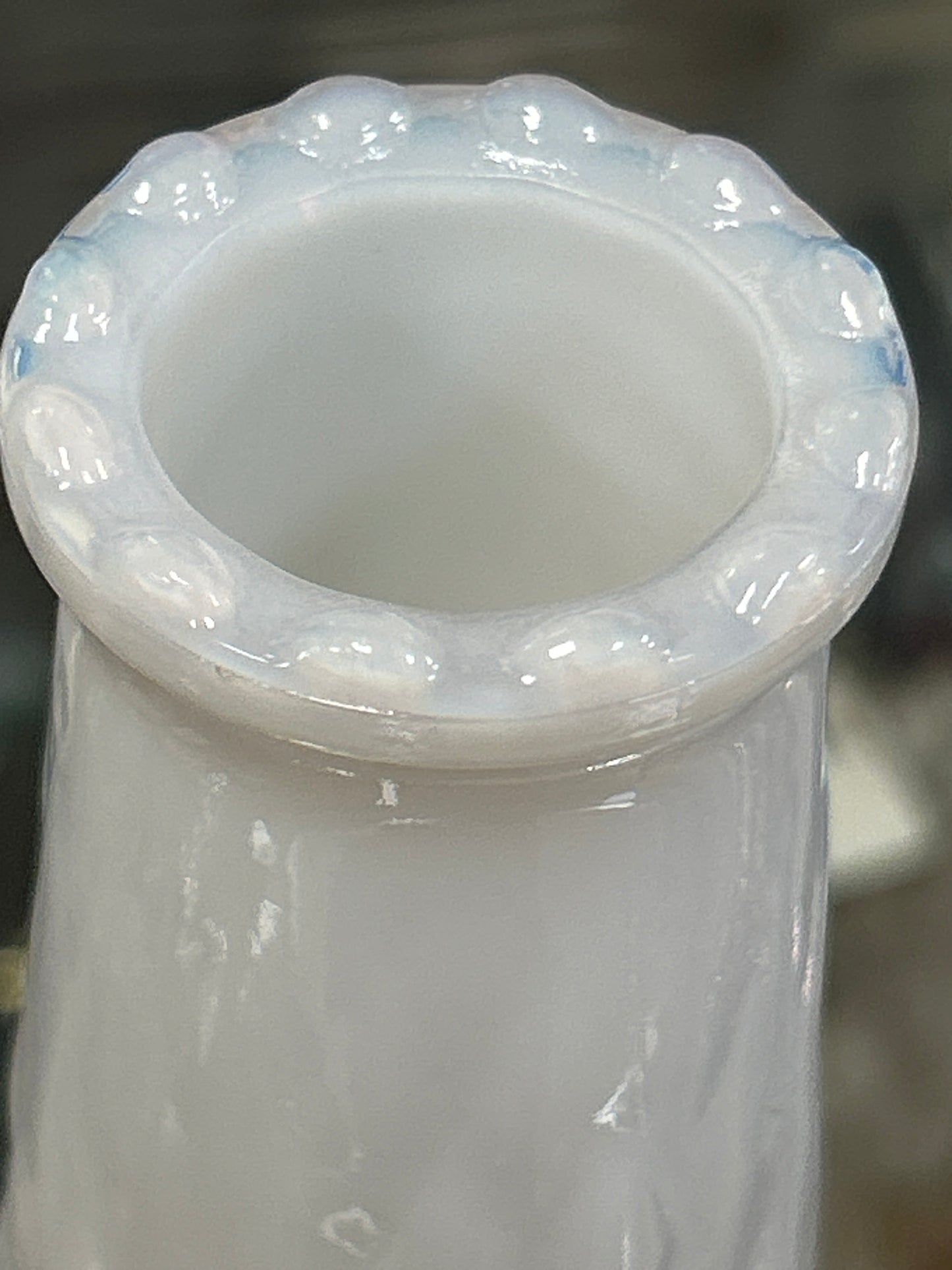 VTG E O Brody Milk Glass Vase Base MCM Bud Single Steam USA Quilted Cross Hatch