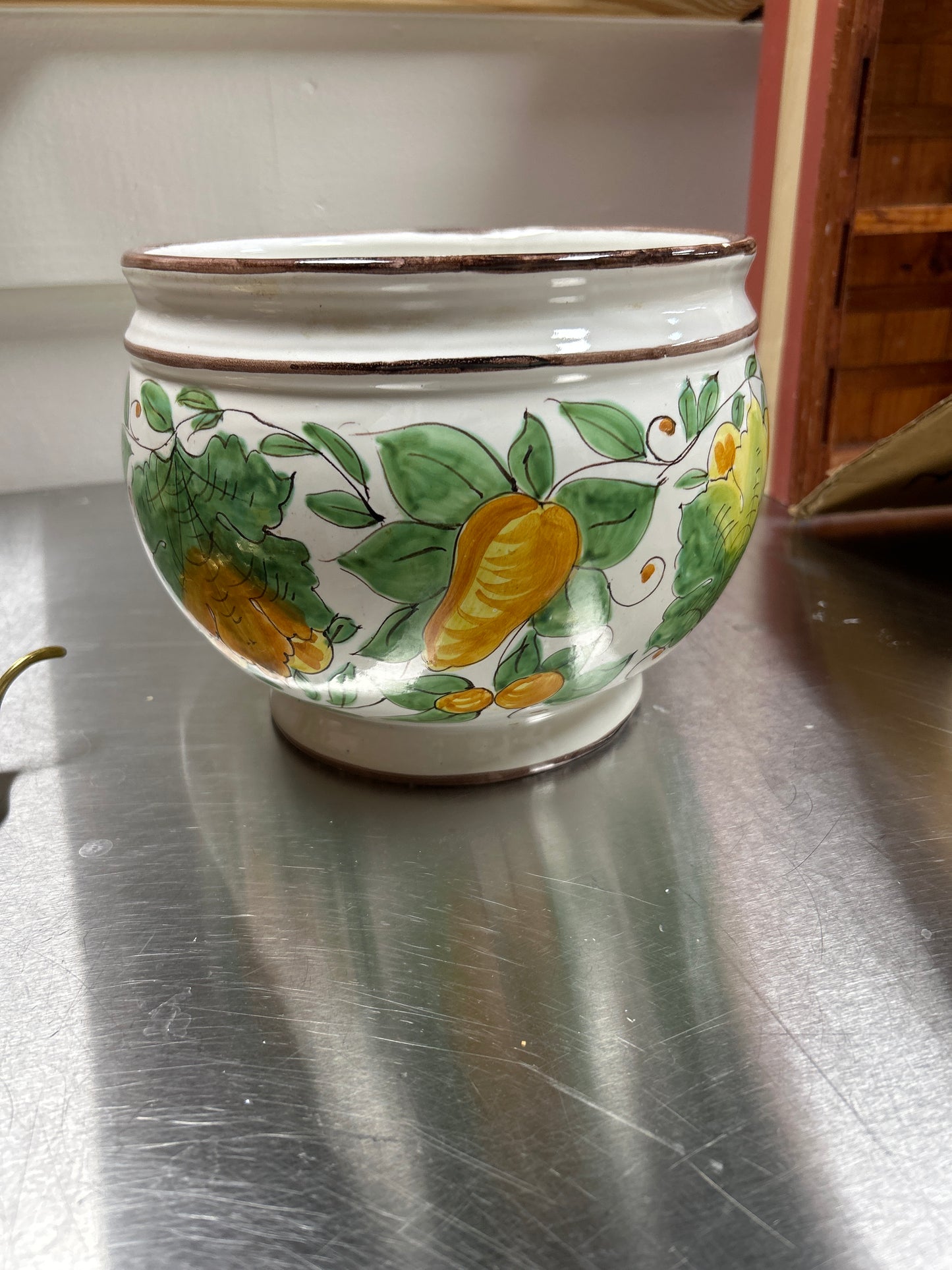 Vintage Hand-painted Italian ceramic bowl or cachepot