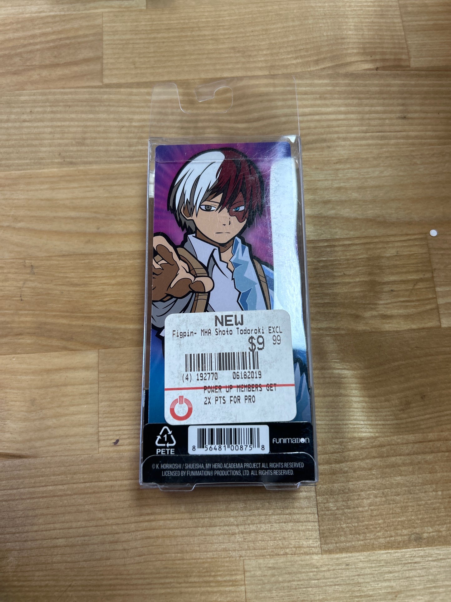 FiGPiN of Shoto Todoroki from the anime My Hero Academia, specifically number 166 New In Package (GameStop price tag on back)