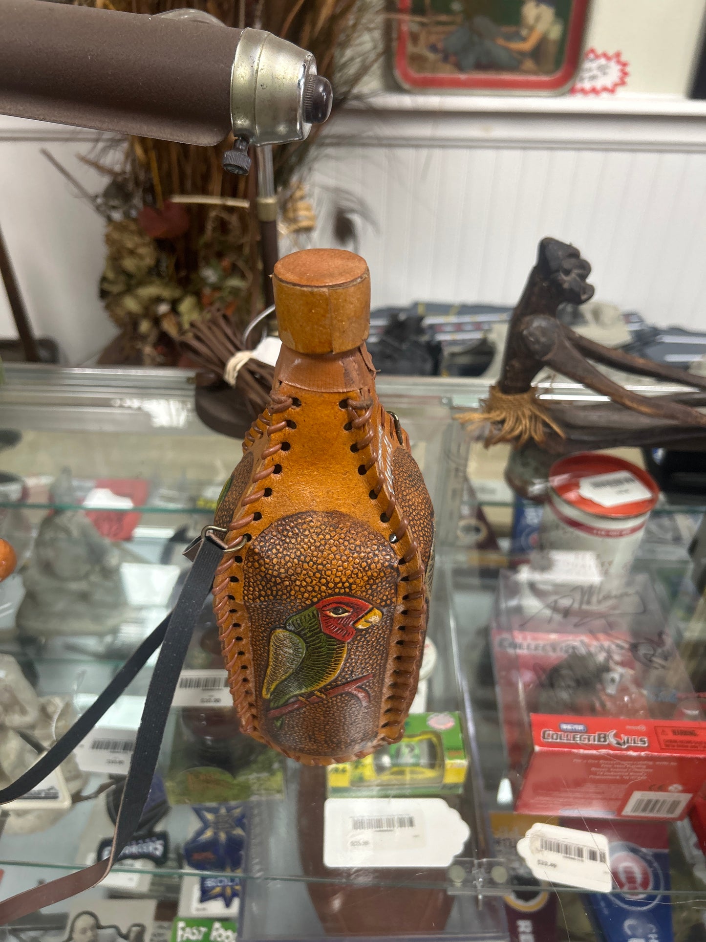 Vintage Hand Crafted Leather Wrapped Decanter Bottle