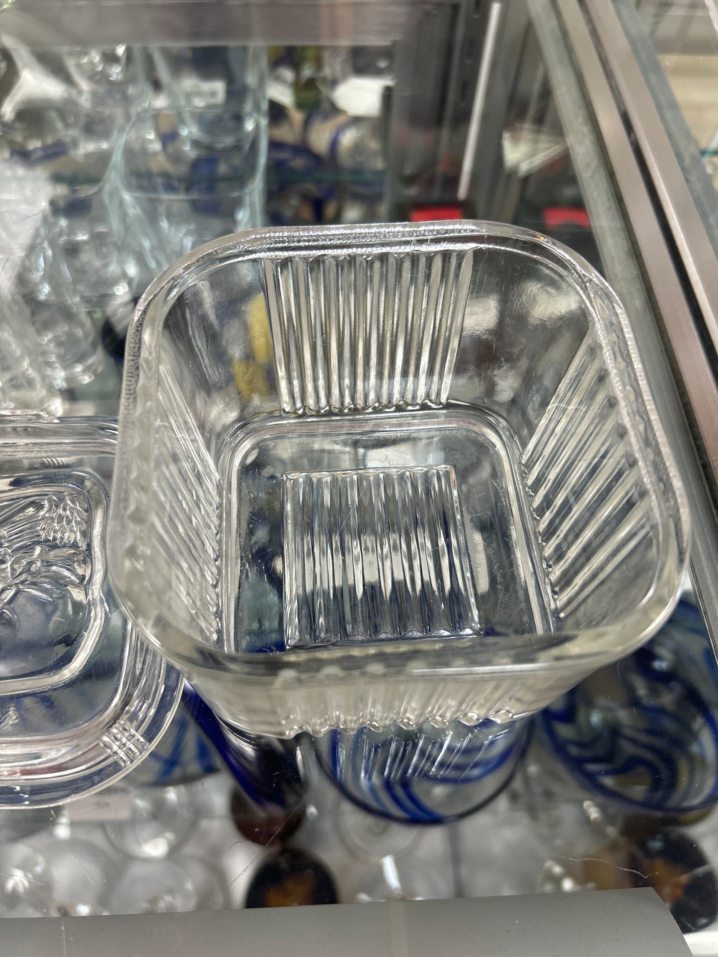 Vintage Federal Clear Glass Refrigerator Dish with Lid Vegetable Pattern