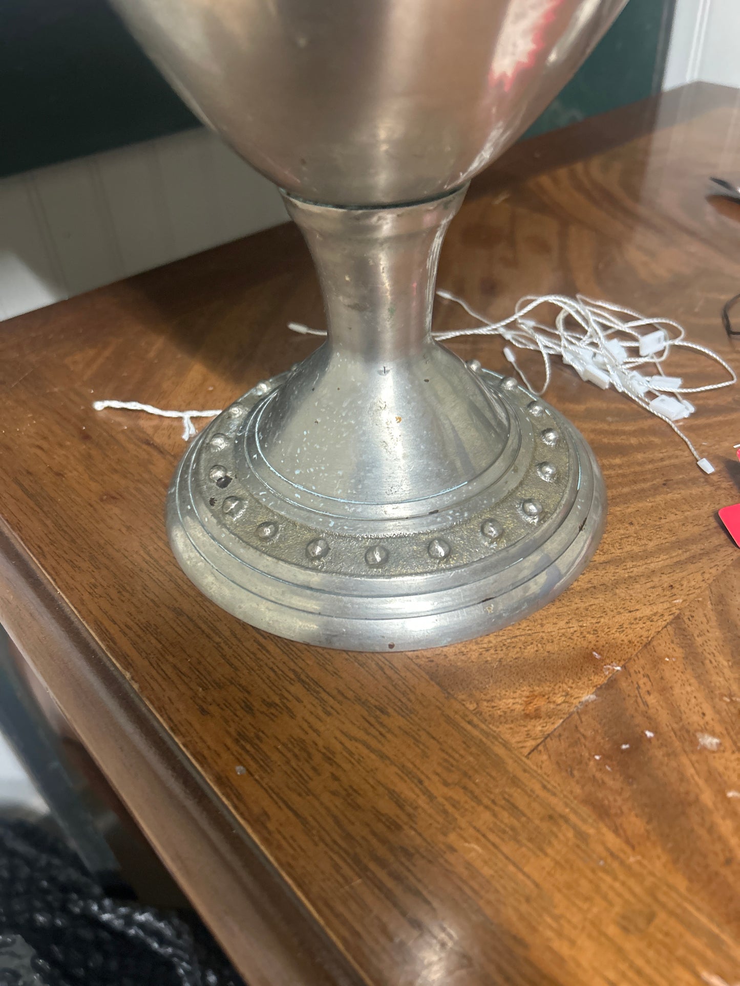 Extra Large Vintage Metal Goblet (some dings/dents)