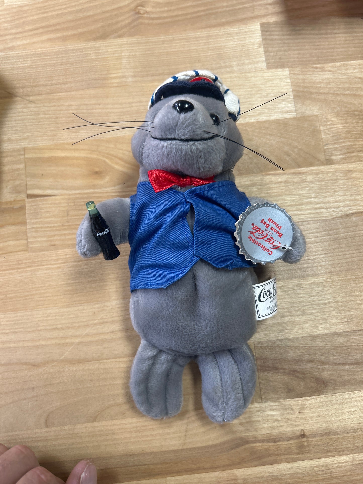 Vintage New 1998 Coca Cola Seal Plush In Delivery Outfit Coke Bottle Bean Bag