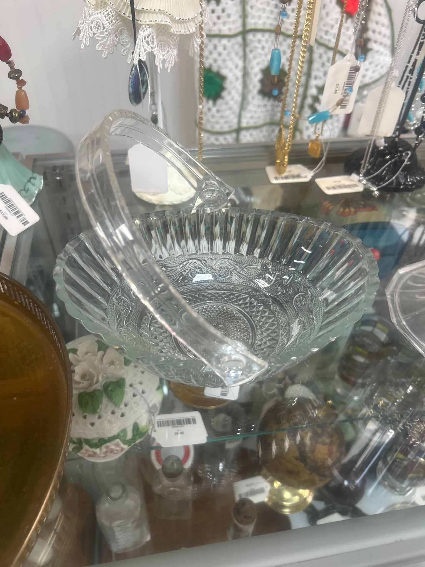 Crystal Clear OVAL glass BOWL With Plastic Handle