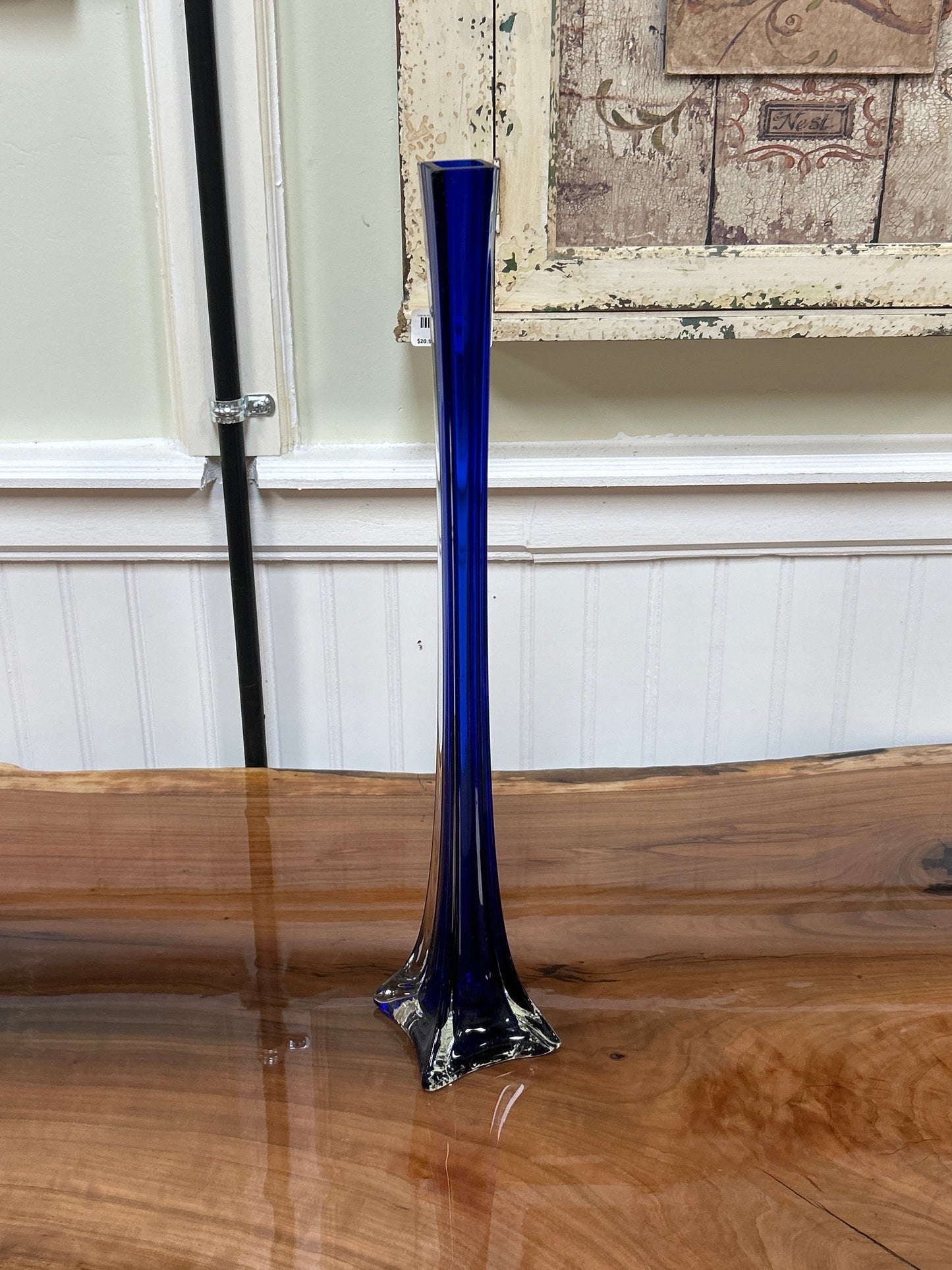 Cobalt Blue Glass Vase 19.5”