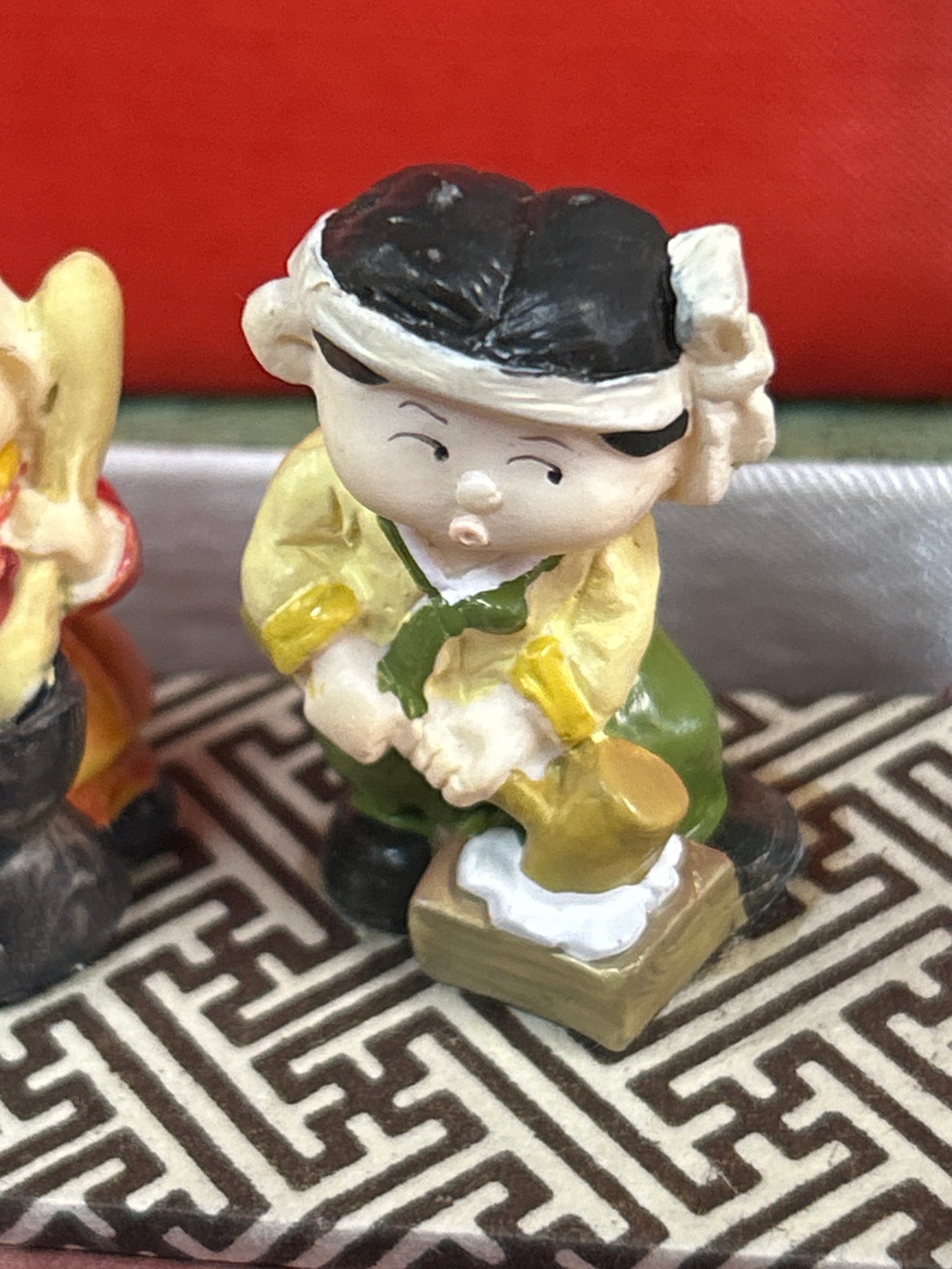 Vintage Cloth Box w/ Figurines