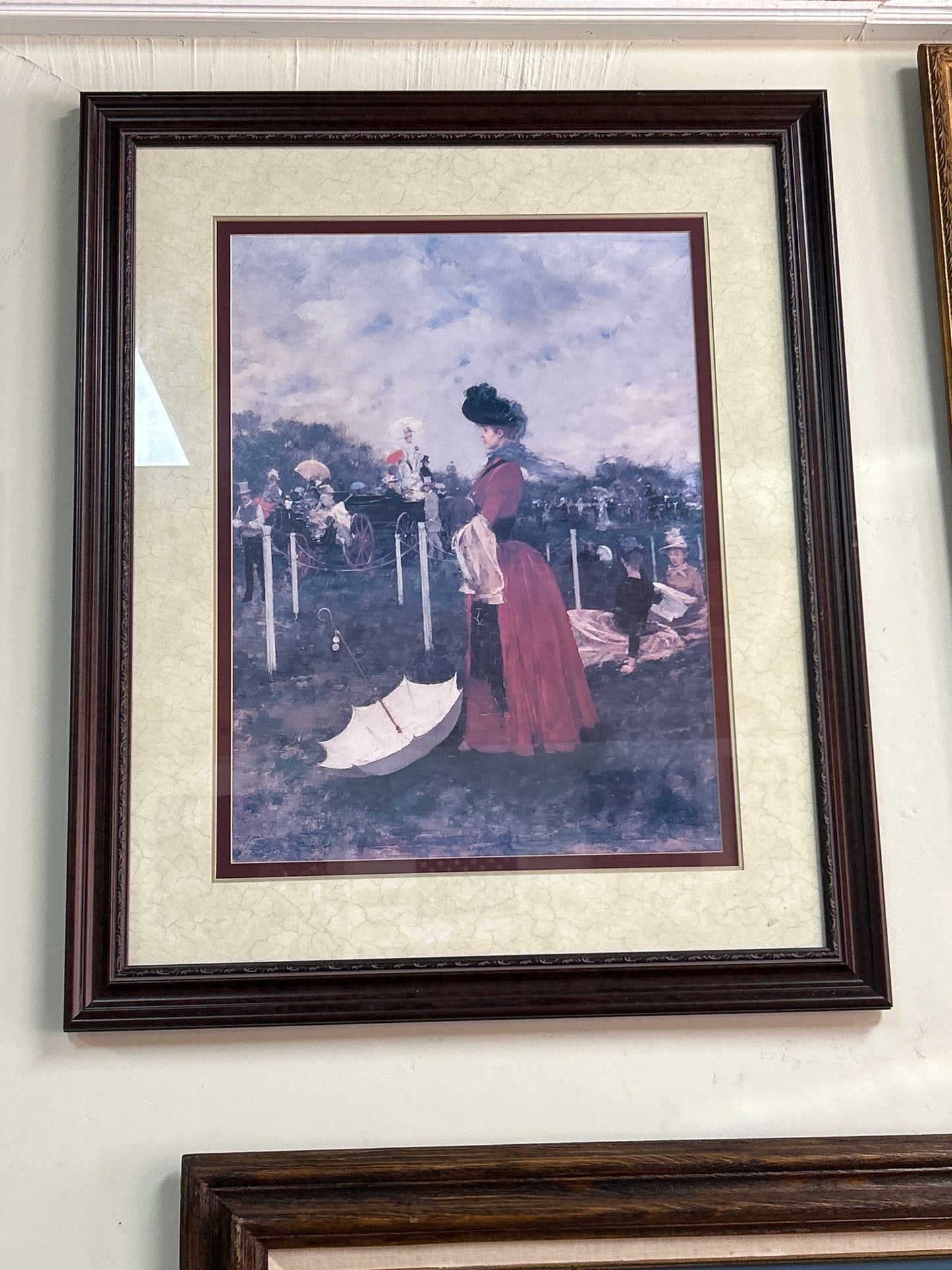“At the Races” VERY nicely framed and matted (measurements do not include frame)