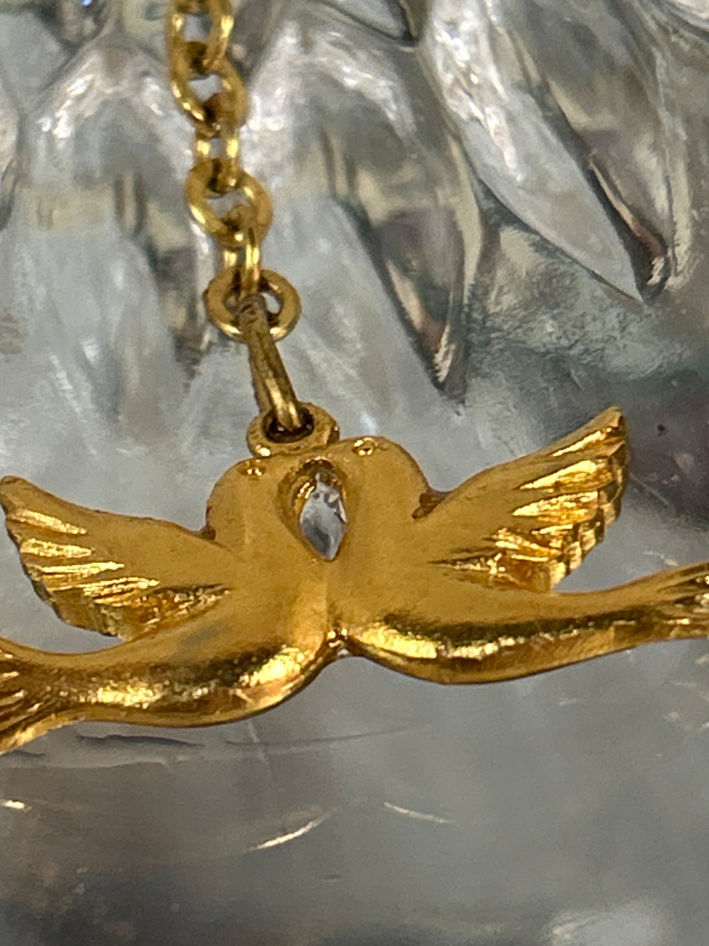 1984 Vintage Gerity Crystal Bell Doves 24k plate and 24% lead crystal