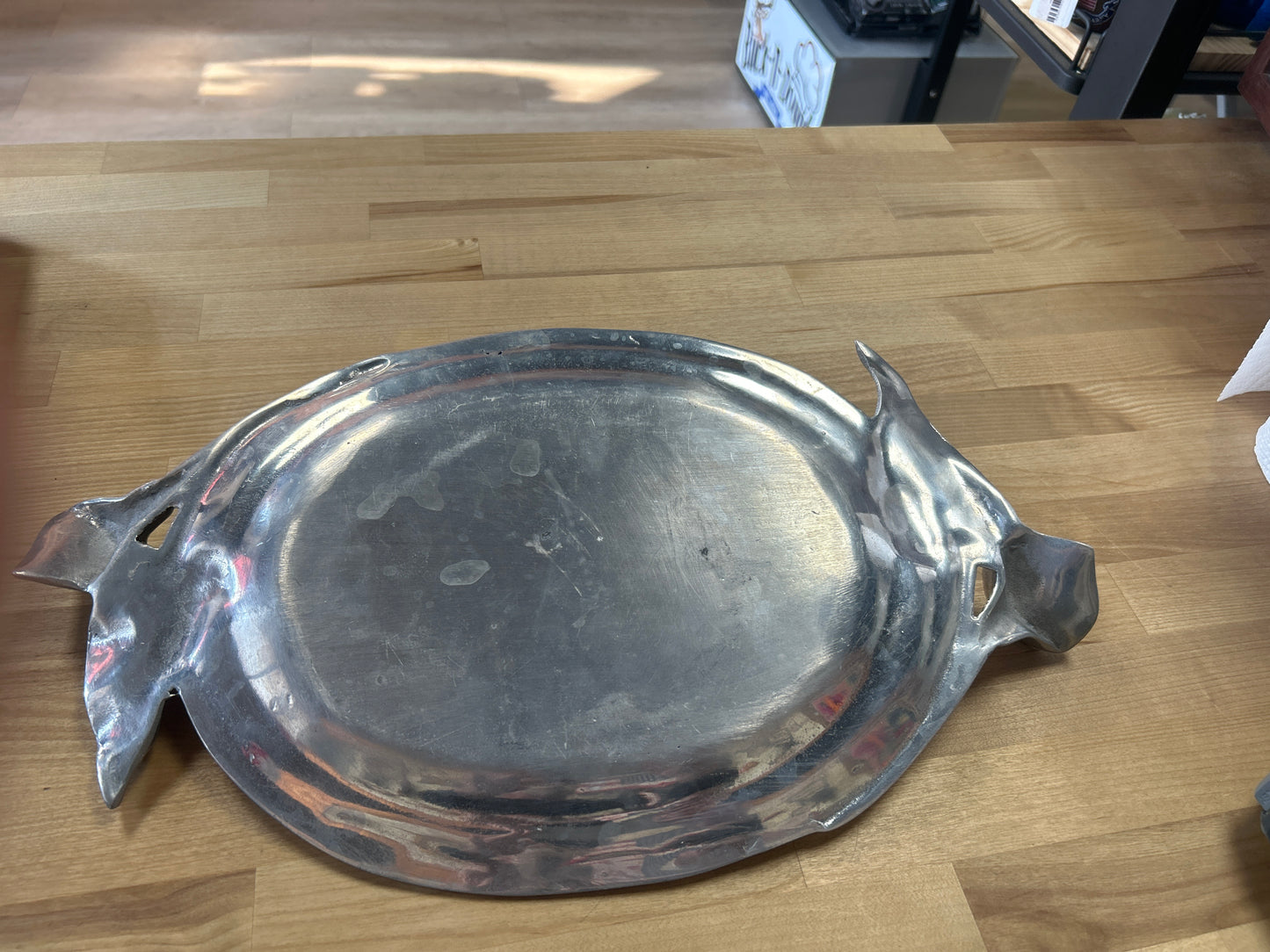Vintage Aluminum Flower Platter/ Tray (17” flower tip to flower tip)