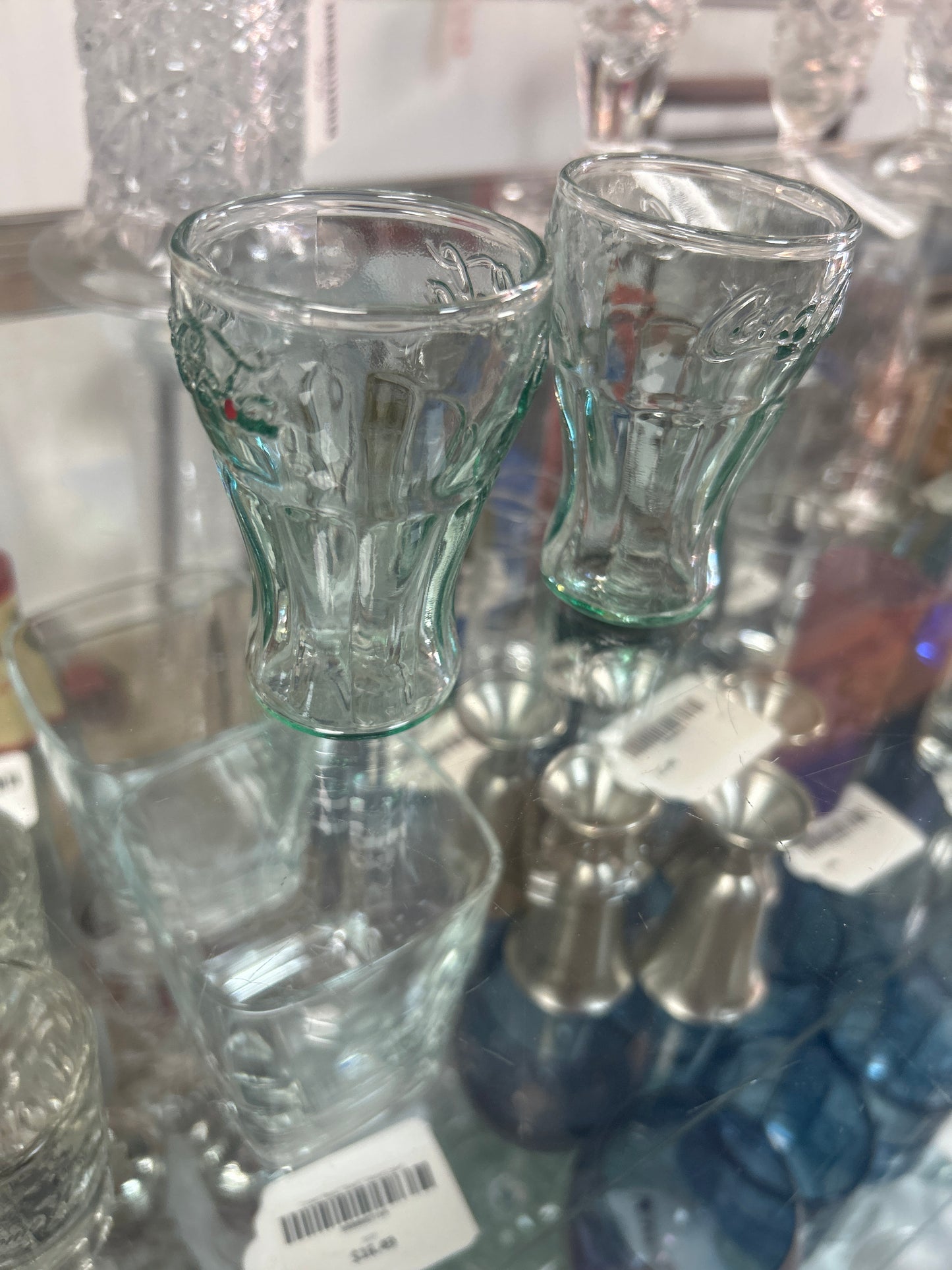 Vintage Green Shot Glasses Coca Cola Coke Mini Shot Glasses 2