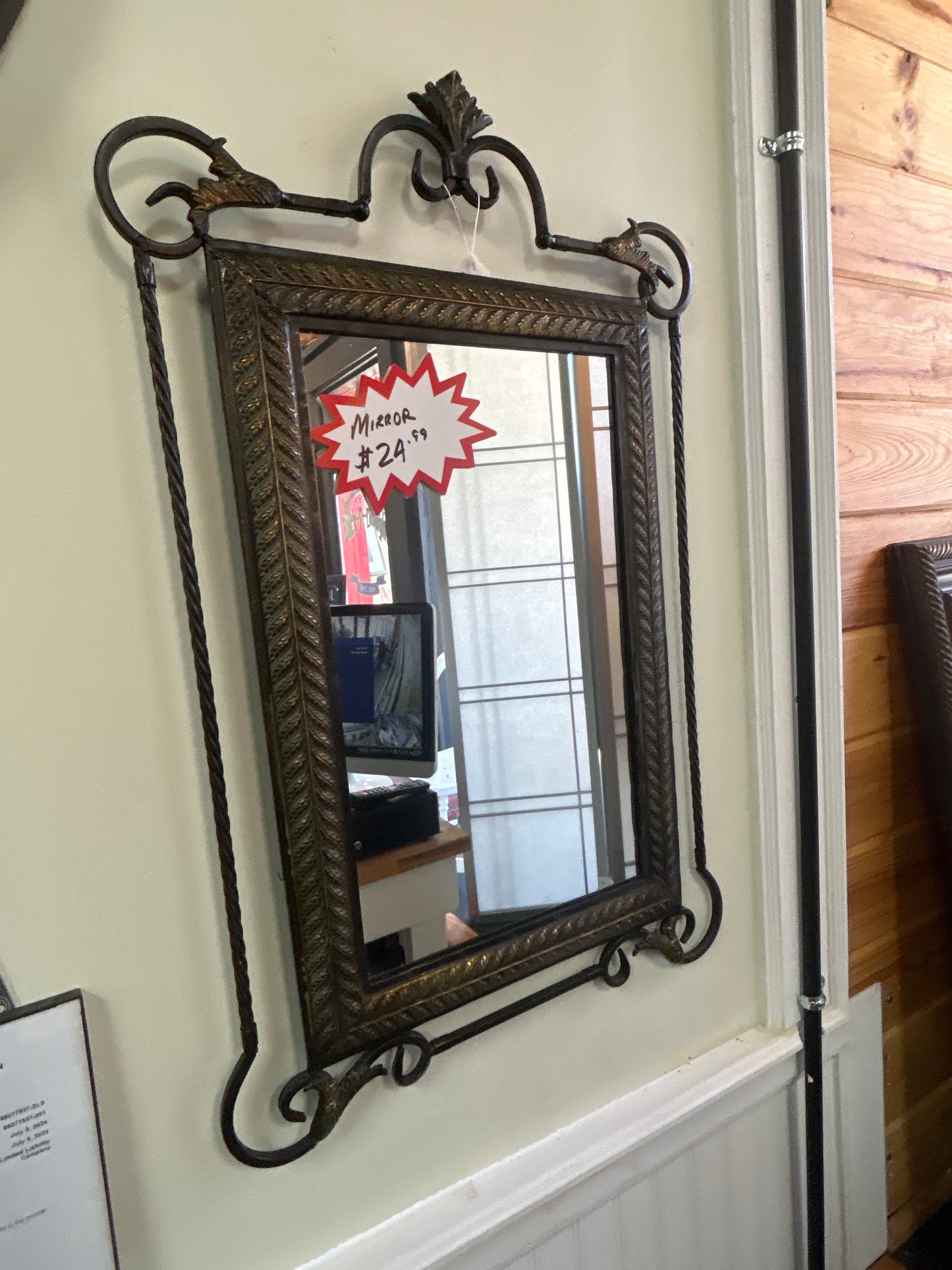 Vintage Metal Mirror 18" x 31"