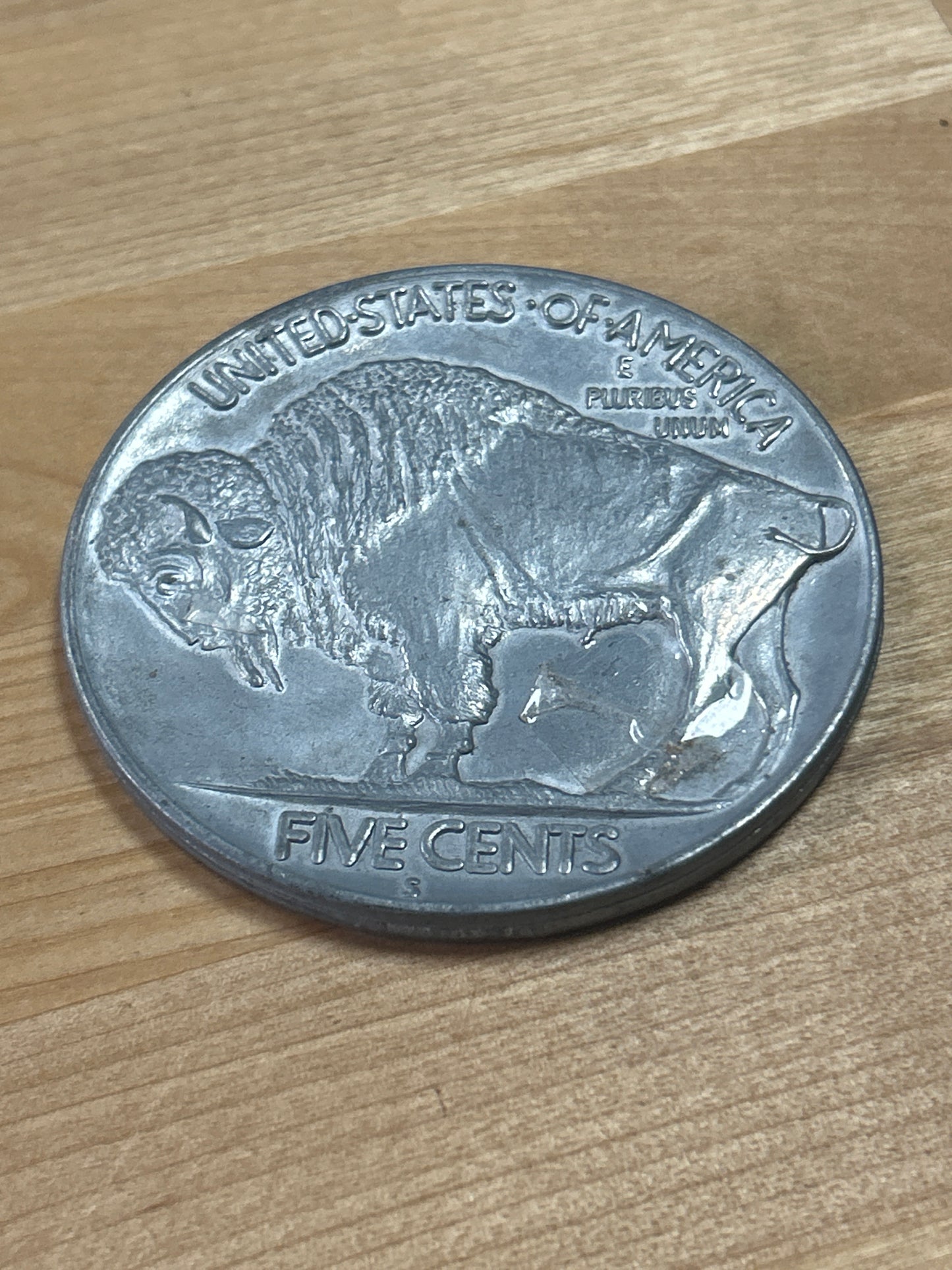 Buffalo Nickel Paperweight Collector HUGE Solid Metal Indian 3” Native American