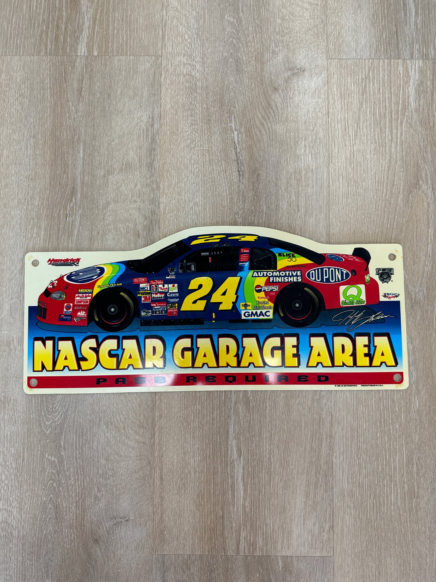 1998 Vintage NASCAR Garage Area Jeff Gordon #24 Sign Wincraft Made in USA