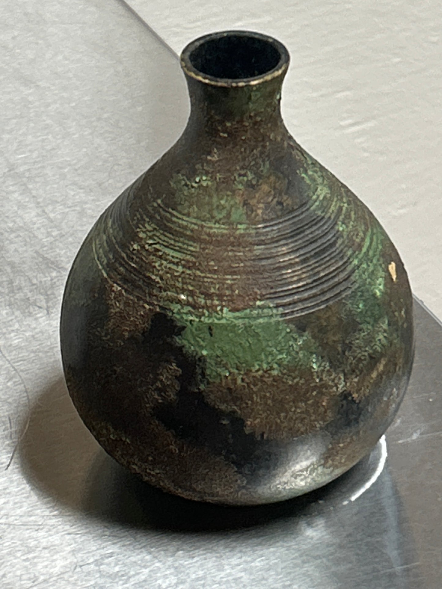 Vintage Brass Bud Vase Heavy Patina