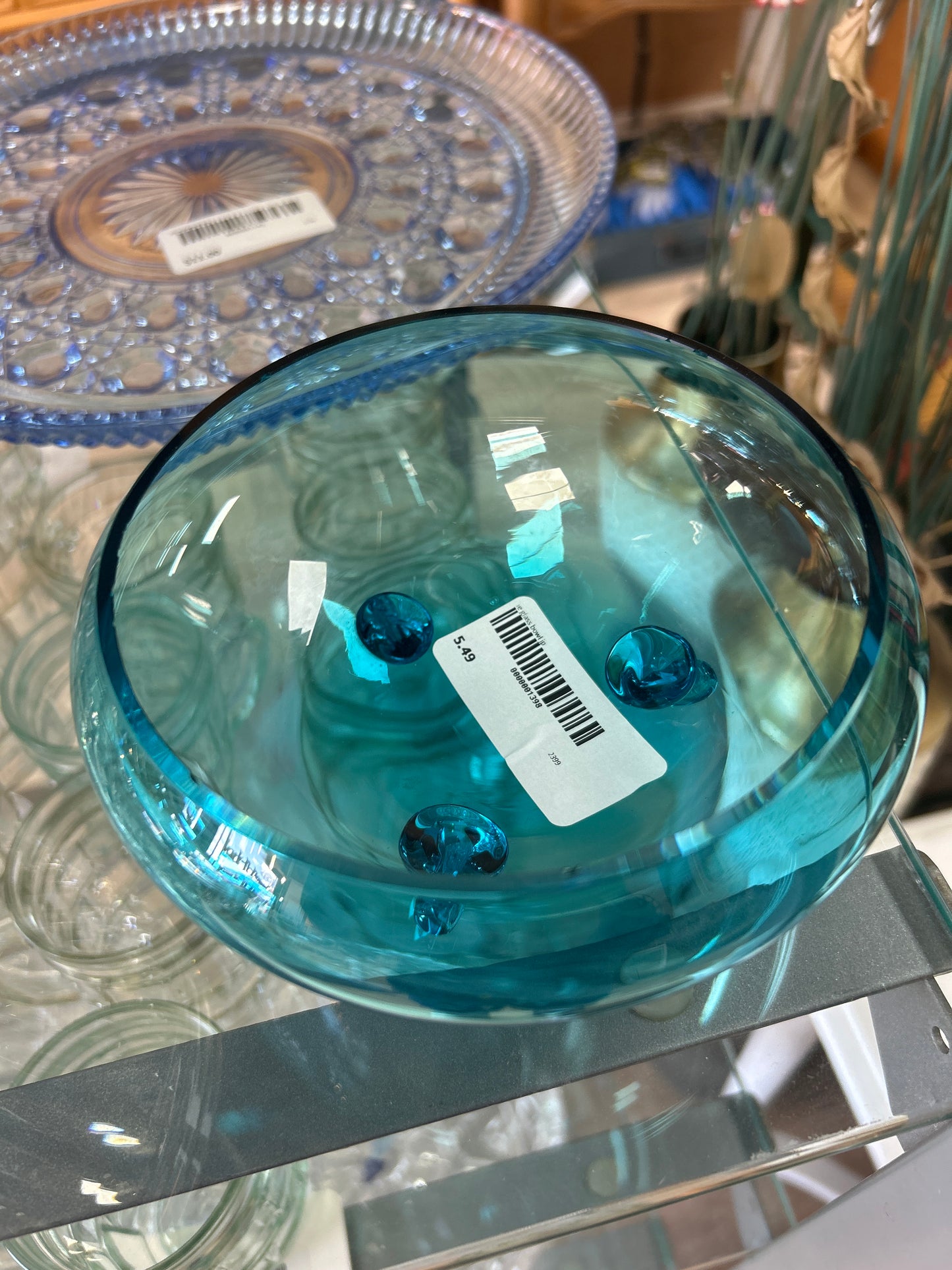 Blue glass bowl 5”