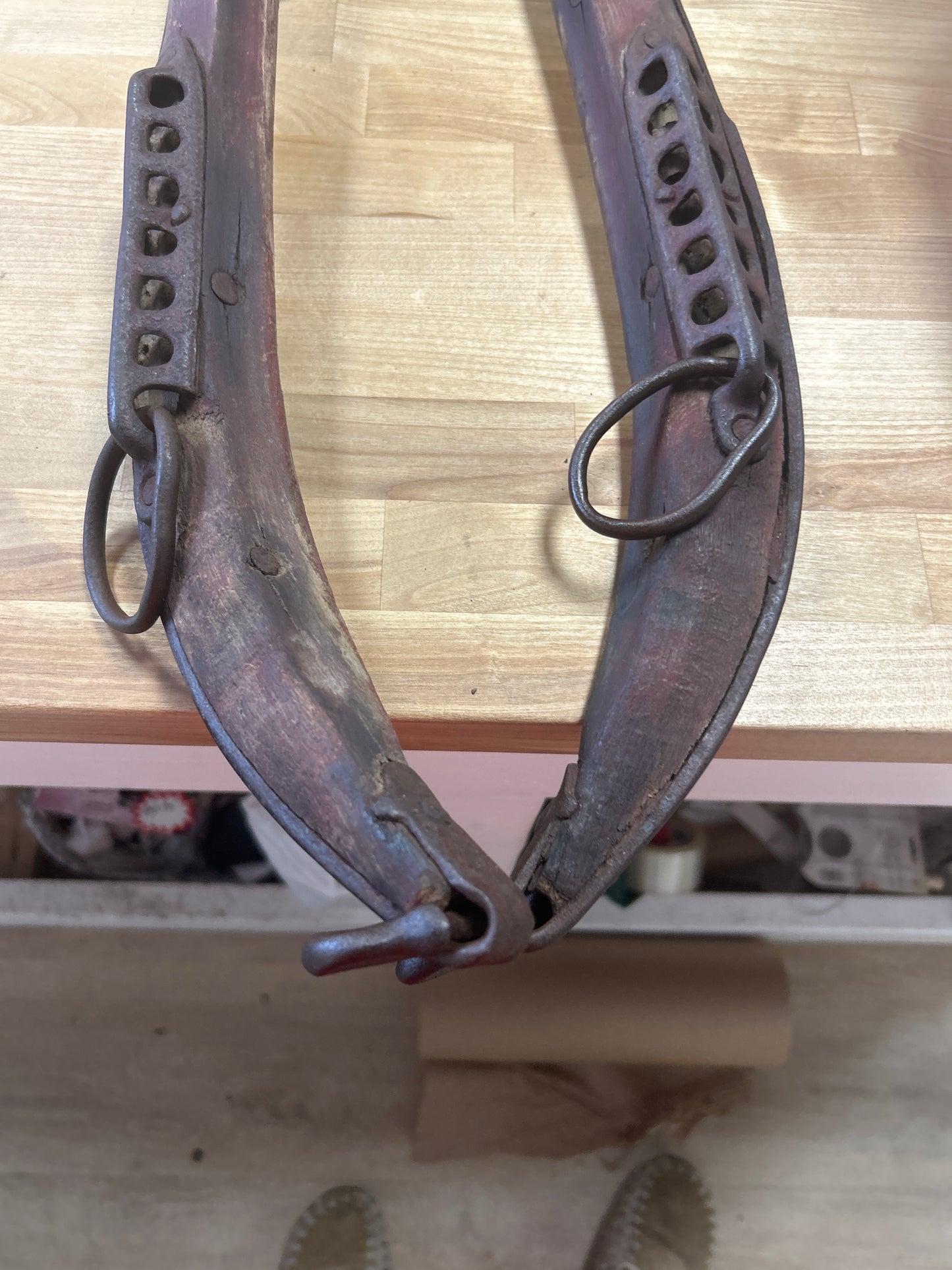Antique horse hames Brass, Iron and Wood (unpolished brass) #1