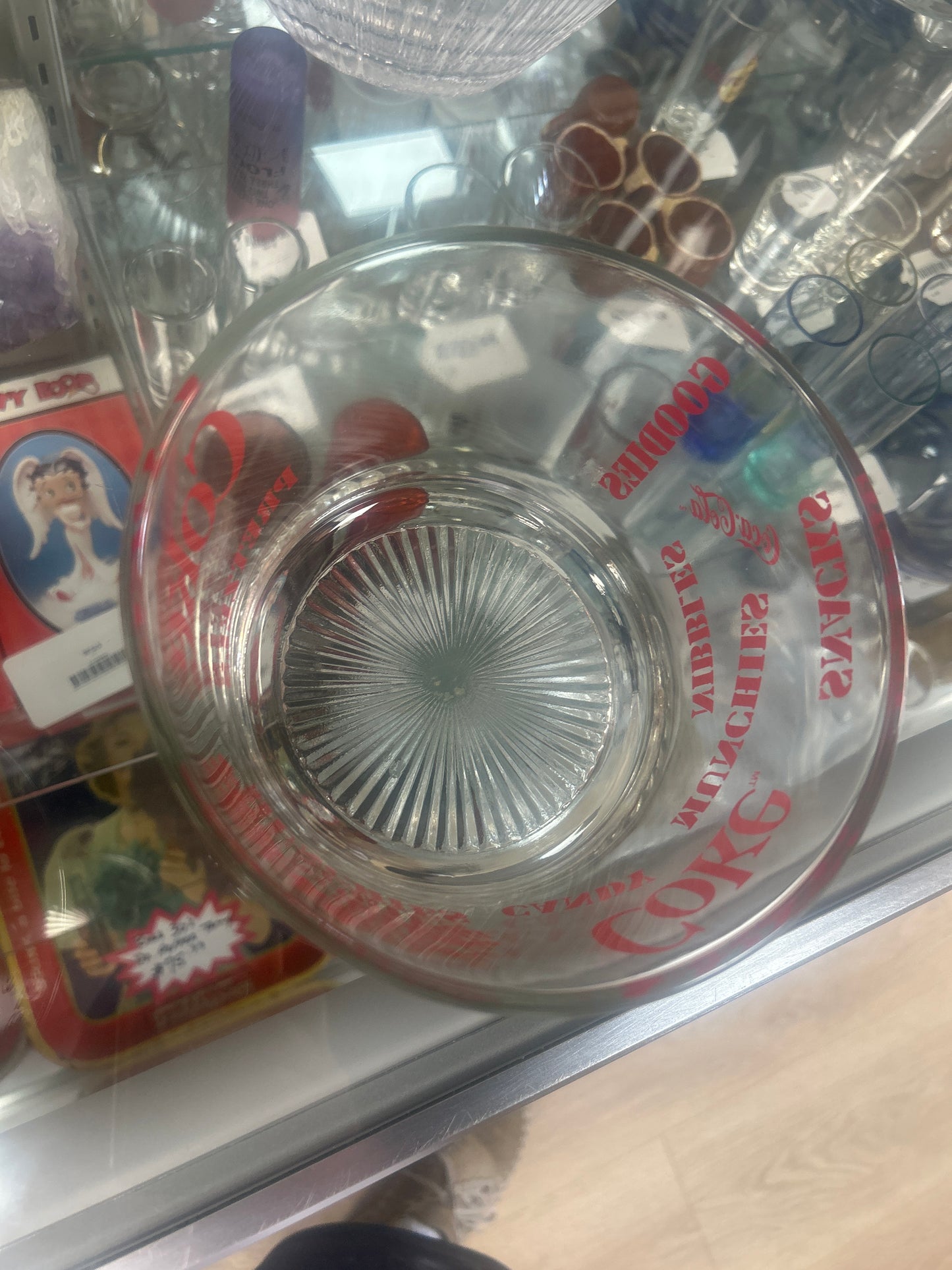 Vintage Coca Cola Coke Collectible Glass Snack Nibbles Pretzels Bowl