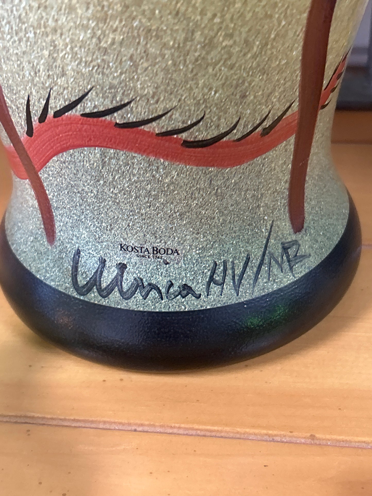 Kosta Boda Ulrica Hydman signed Nevada Snake Large Glass Vase 13”
