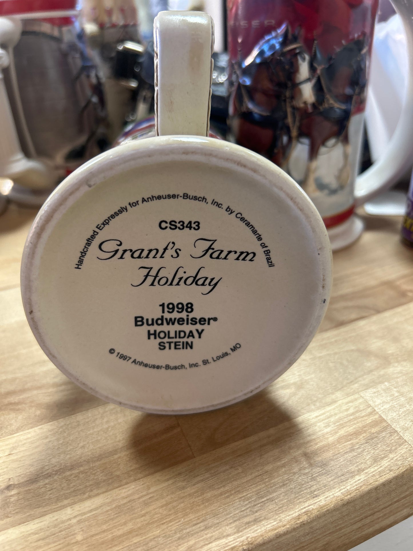 Budweiser Grant's Farm Holiday 1998 Holiday Stein