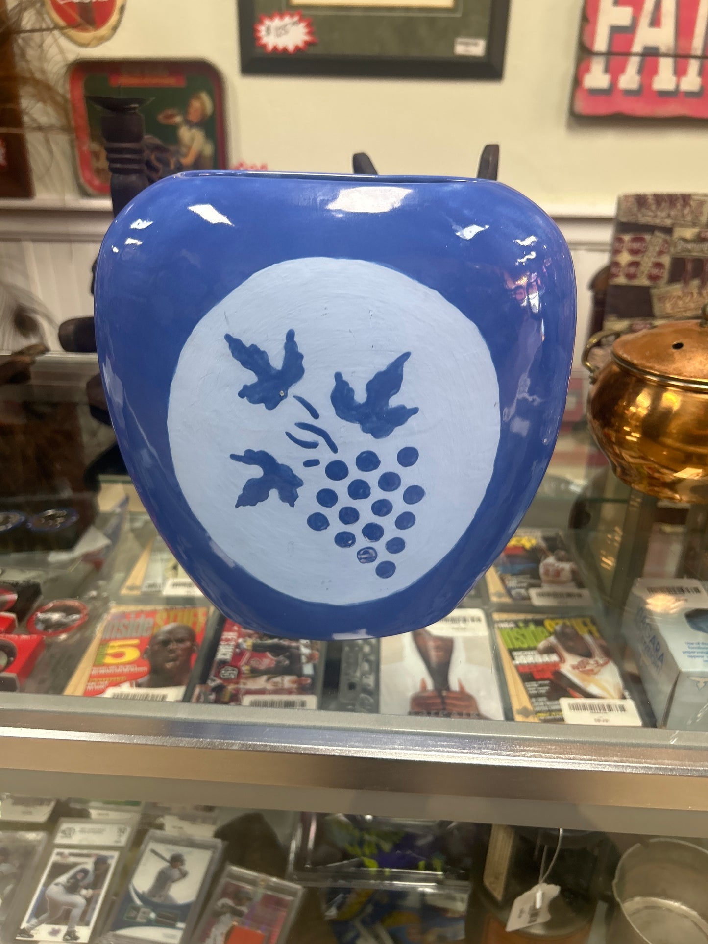 vibrant blue ceramic vase