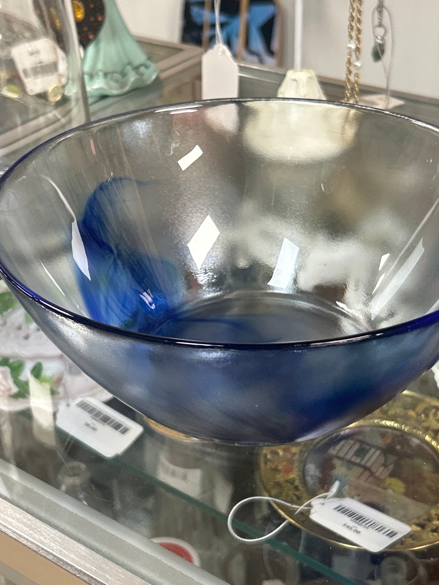 Bormioli Rocco Murano Blue 9 Inch Serving Bowl Center Piece