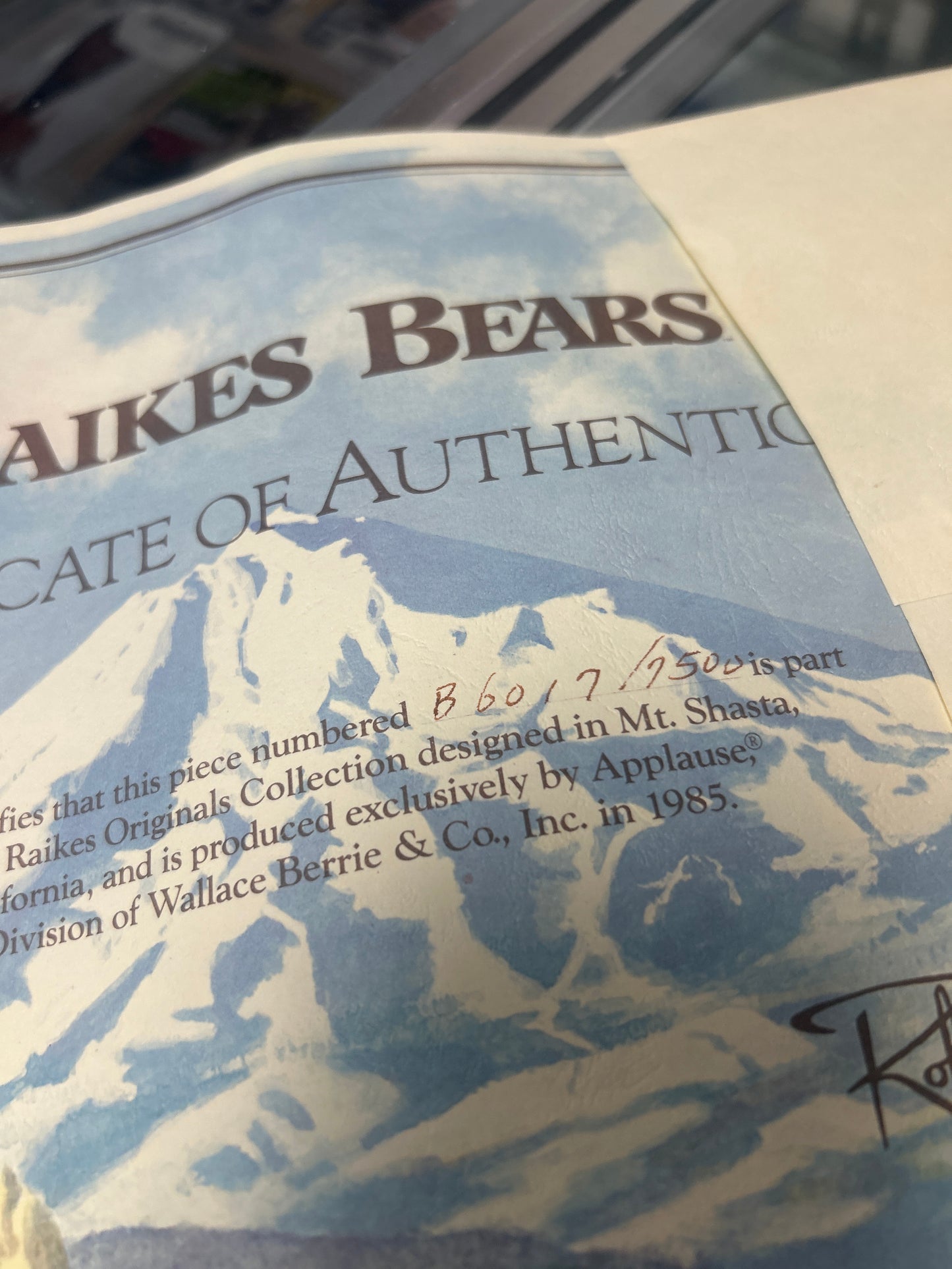 1985 Raikes Original Bear - Huckle Bear - #6017 Of 7500 - 21" W/Box