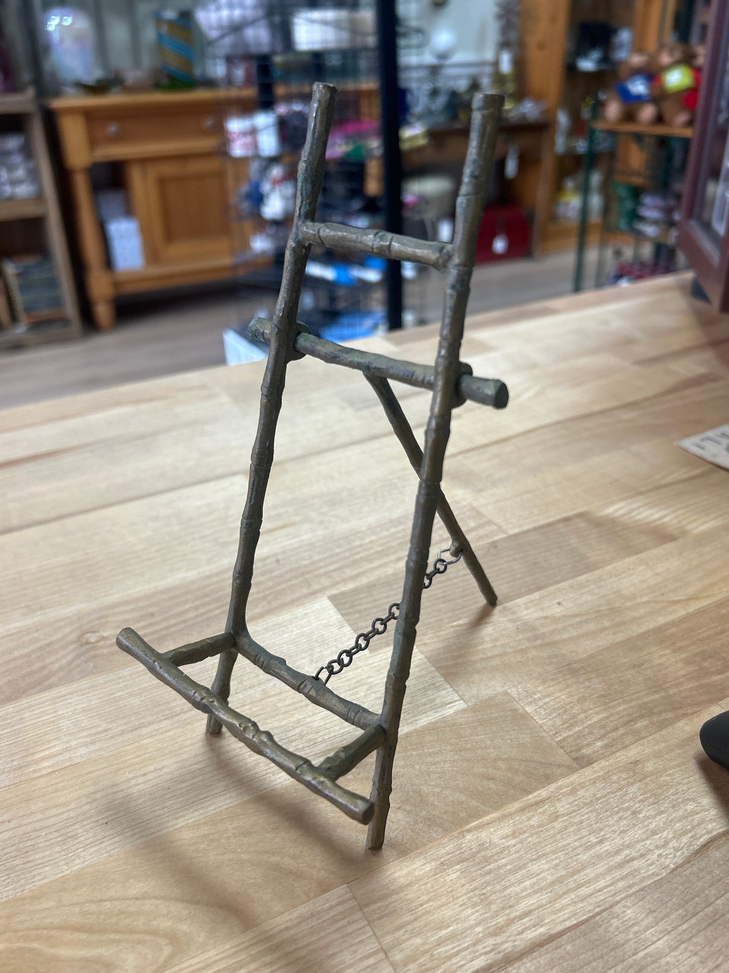 Vintage Brass Bamboo Folding Picture Easel