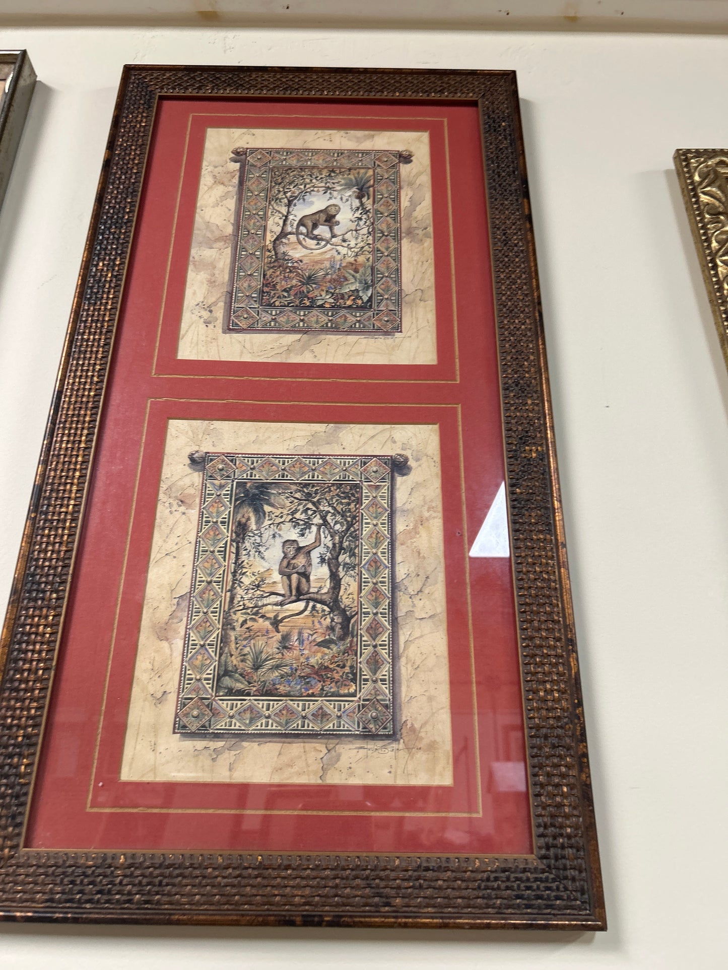 Steve Buttler framed and matted monkey print