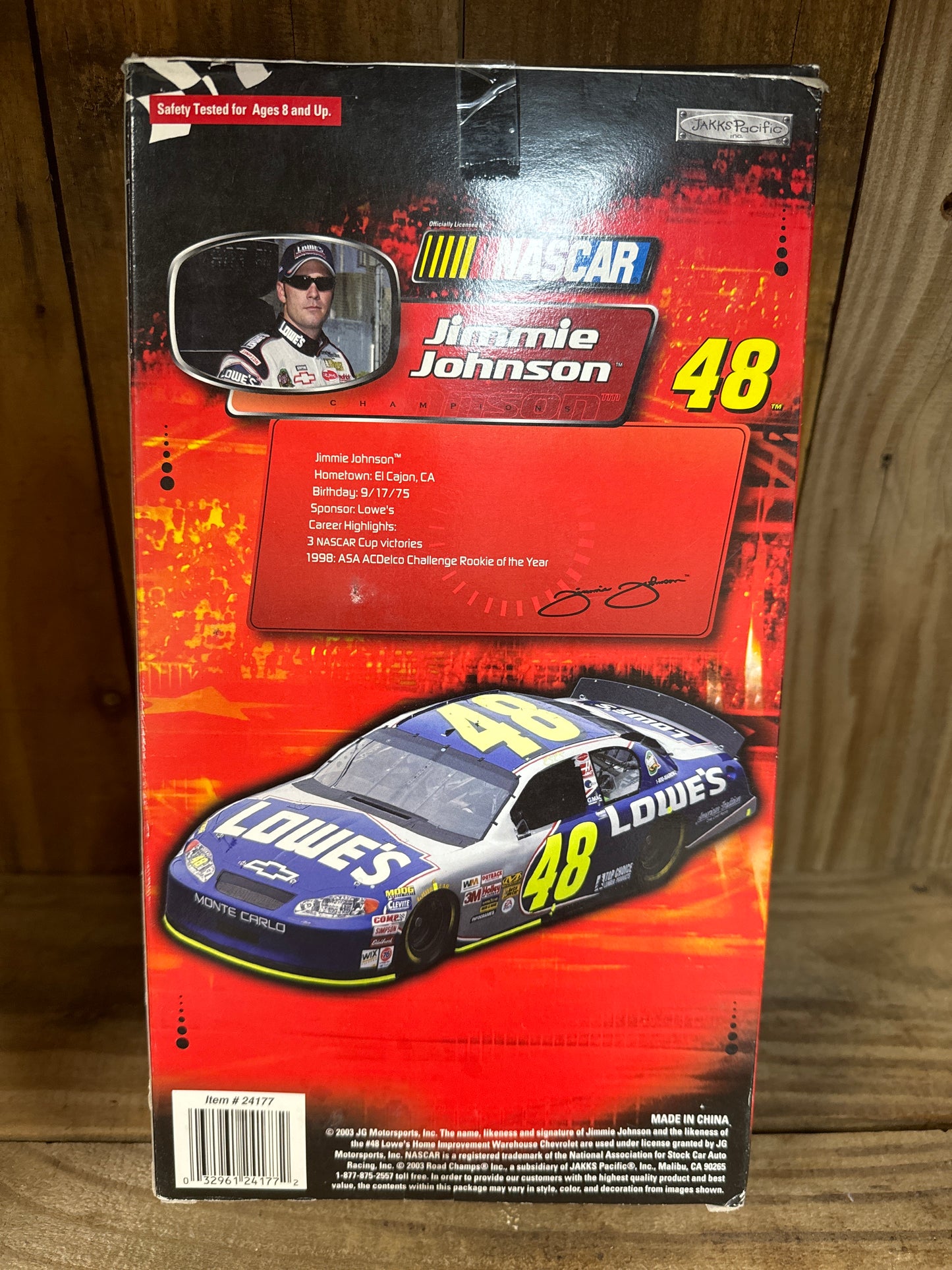 2003 Limited Edition NASCAR Jimmie Johnson Lowe’s #48 Jakks Pacific Road Champs Action Figure Doll 12”