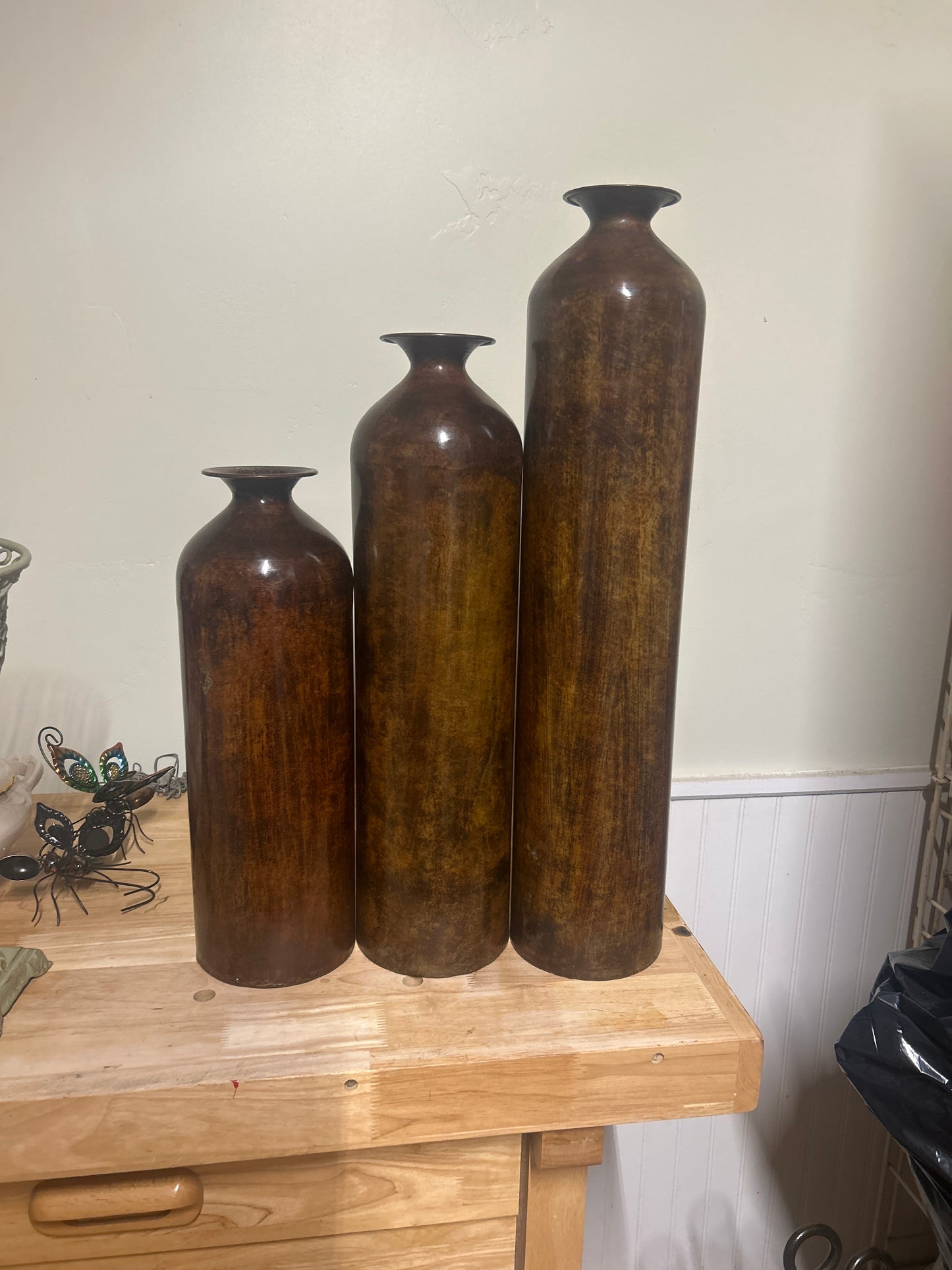 3 Vases Bronze Color