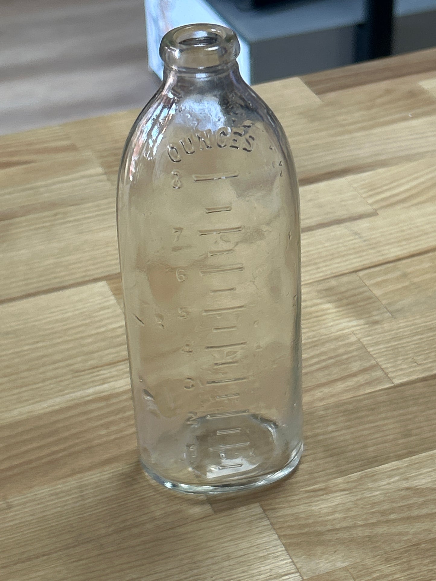 Early Vintage Glass Baby Bottle 8oz Pristine Condition
