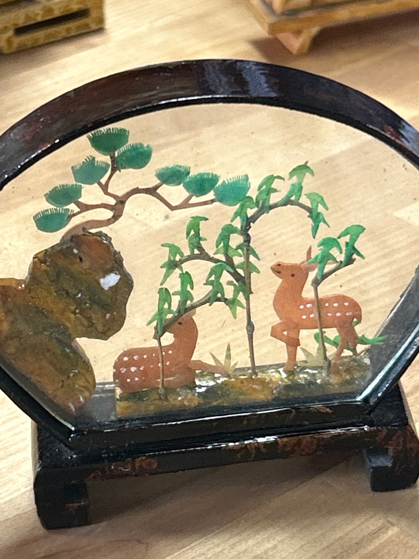 Vintage Mini Asian DioramasGlass Enclosed Deer