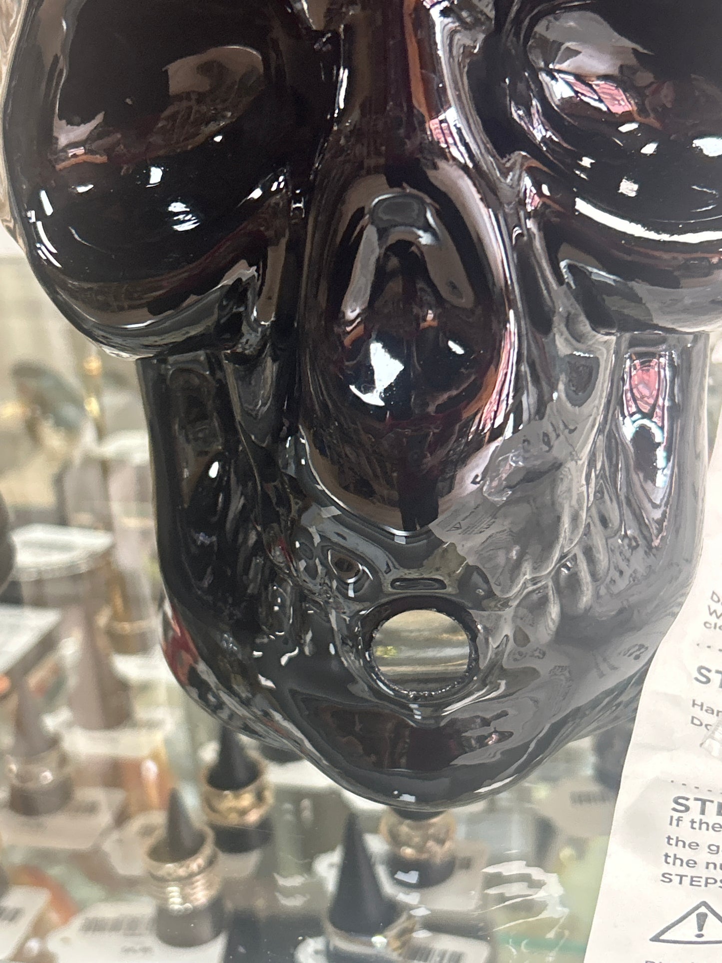 Black Skull Drink Dispenser Glass Spout Spooky Halloween Party up to 1 Gallon