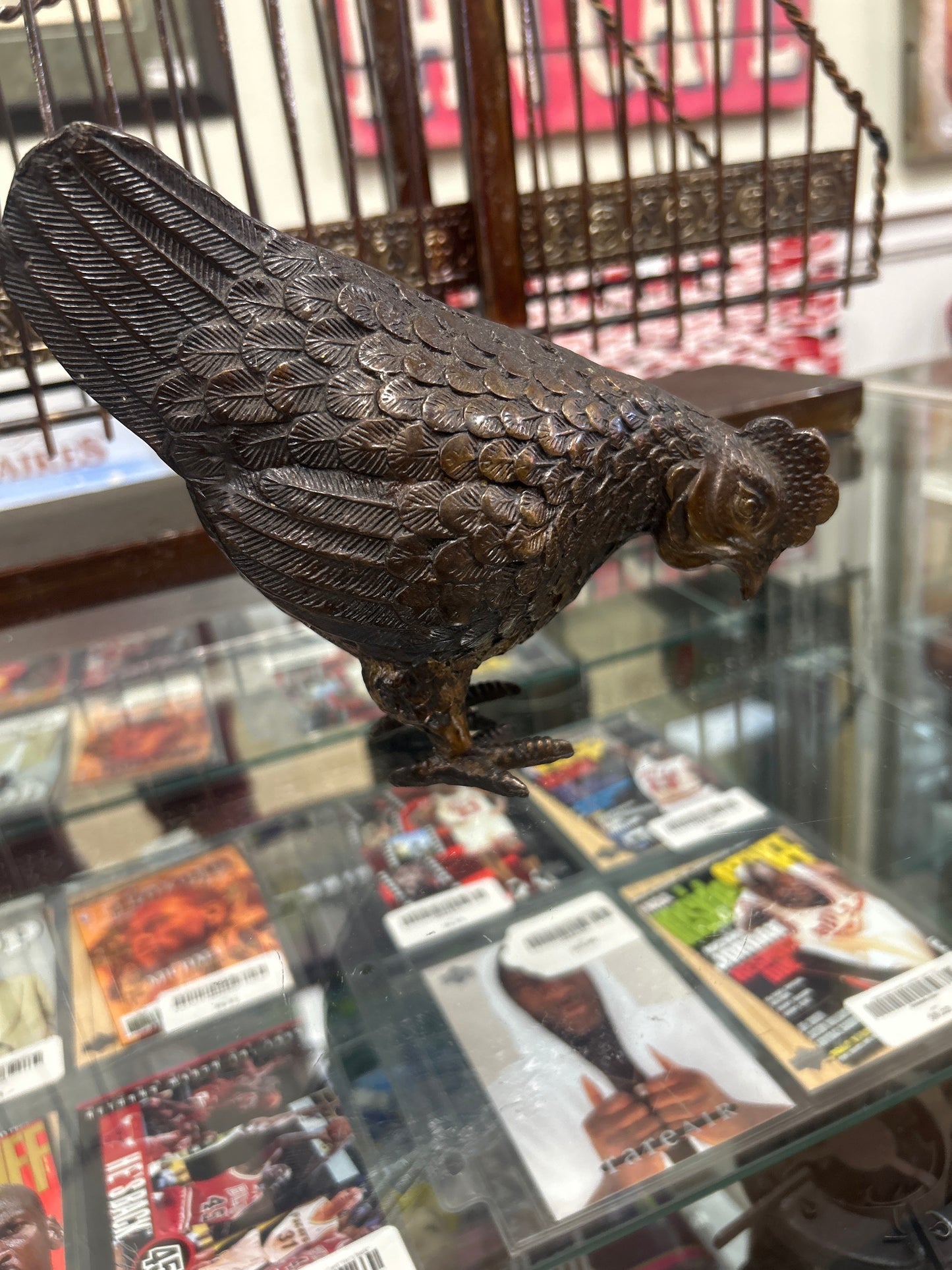 Antique Japanese Bronze chicken Bird early 20th century late Meiji Period