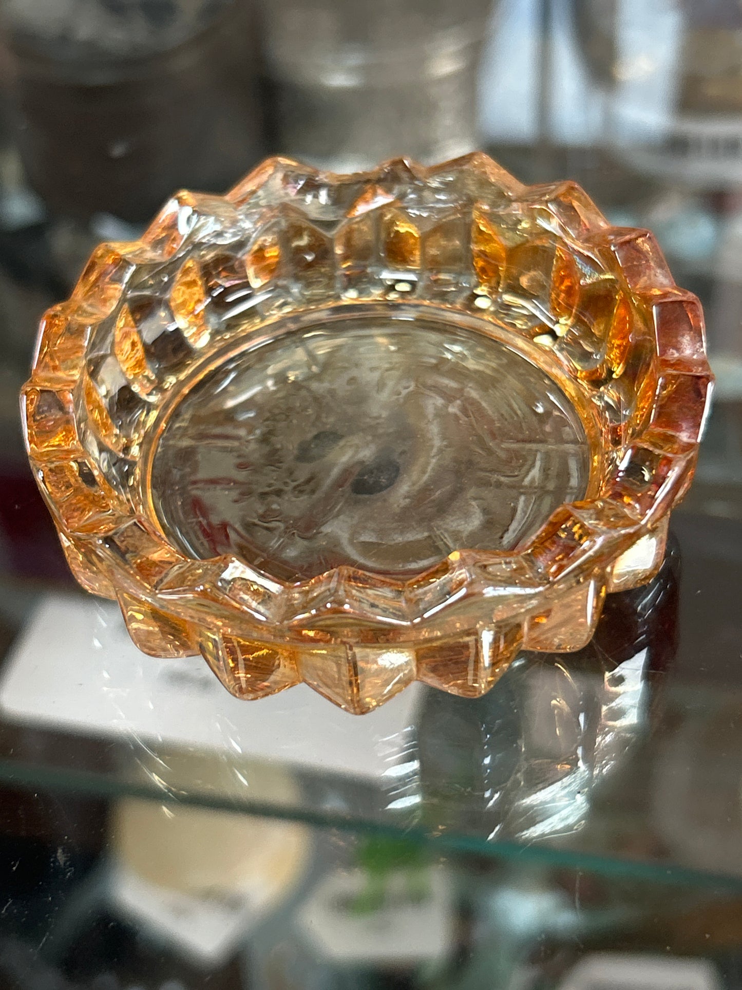 Vintage Marigold Carnival Glass Open Master Salt Cellar or Dip 3"