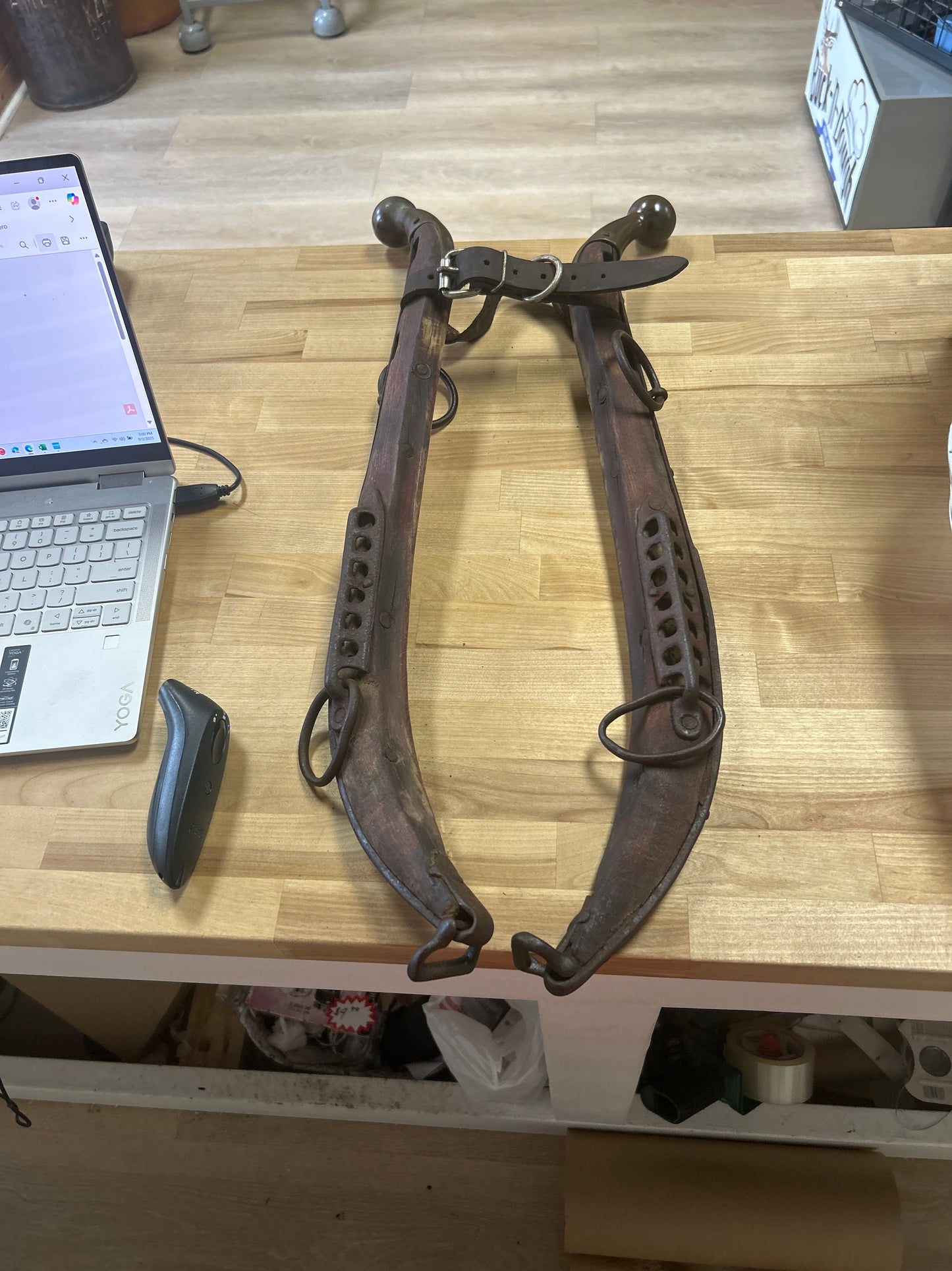 Antique horse hames Brass, Iron and Wood (unpolished brass) #1