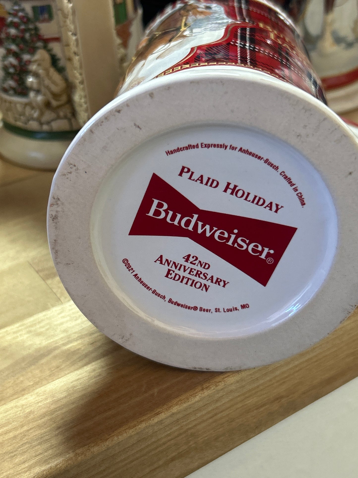 2021 Budweiser Plaid Holiday 42nd Anniversary The Great American Ed Mug