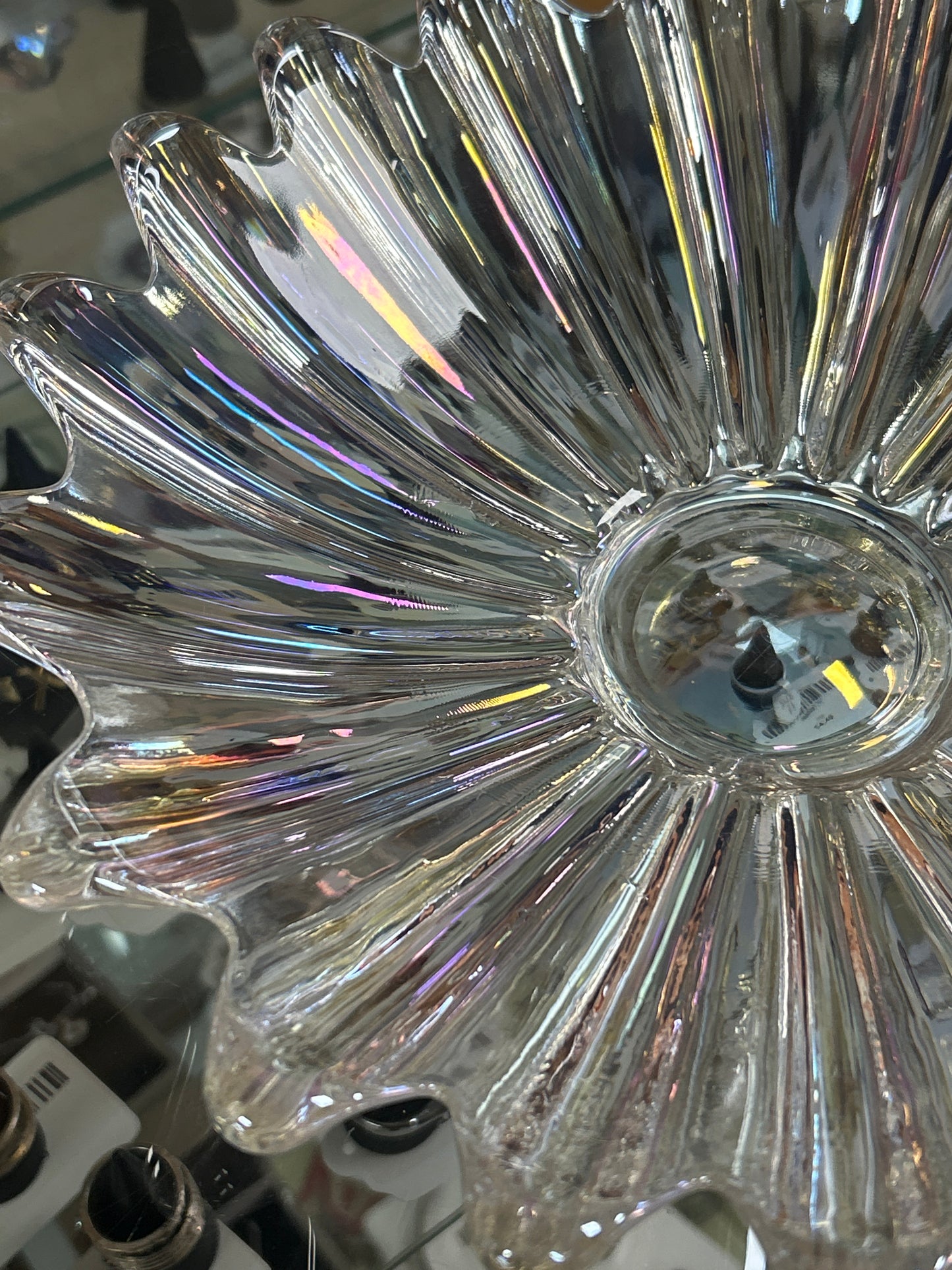 1950’s Federal Glass Celestial Starburst Iridescent Bowl 11 1/2”