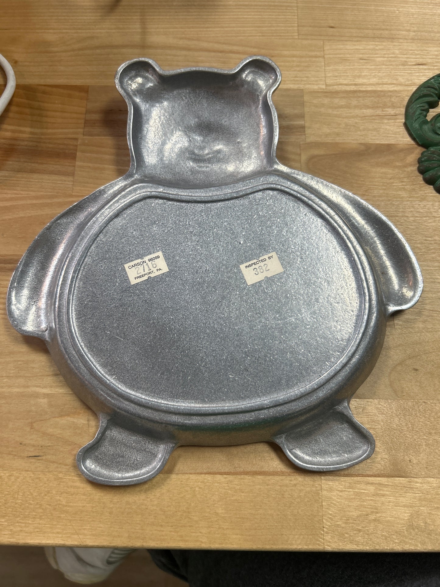 Vintage Carson Pewter Childs Teddy Bear Tray ~ Made in the U.S.A