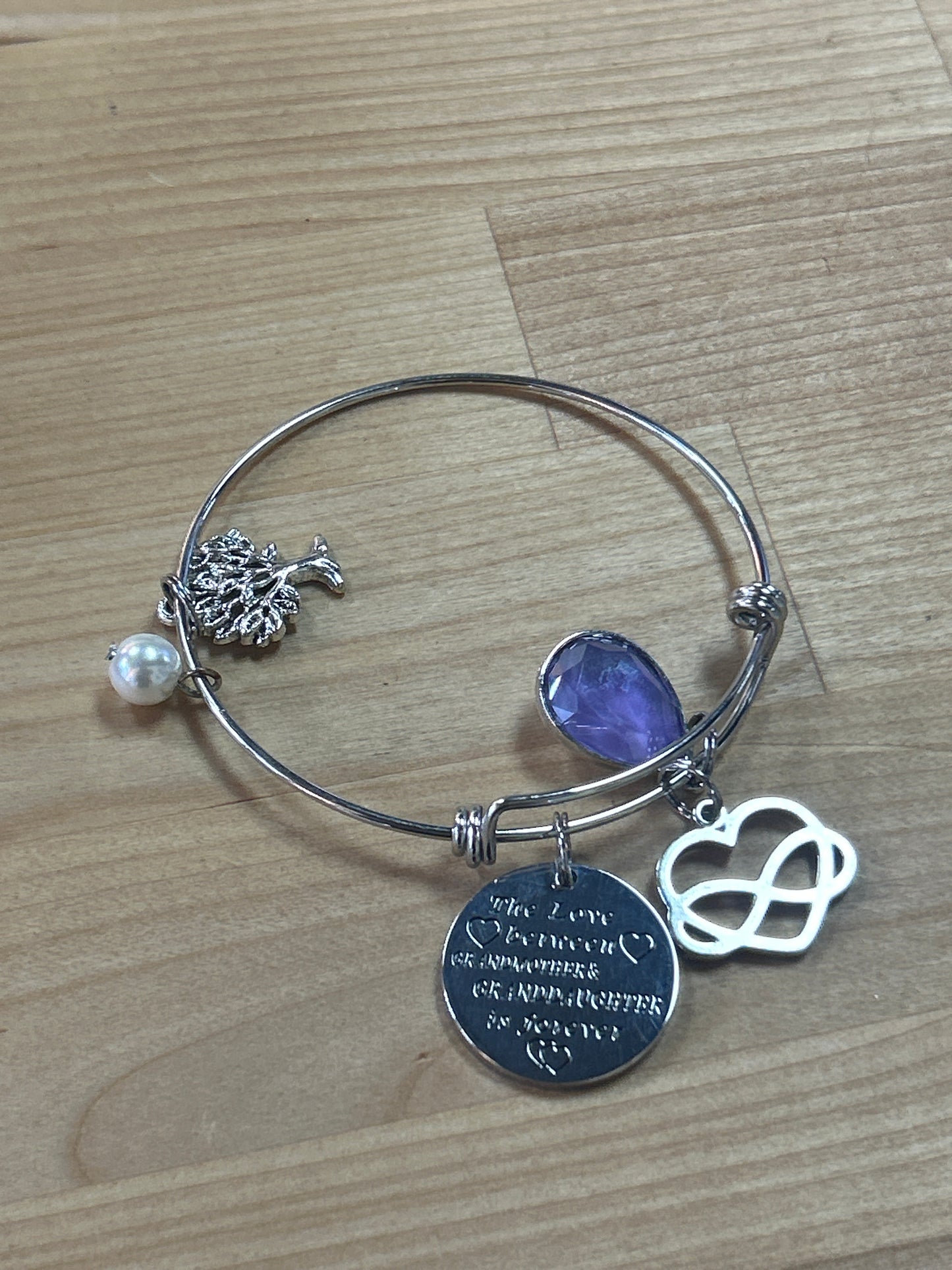 Love between Grandmother and Granddaughter is forever charm bracelet