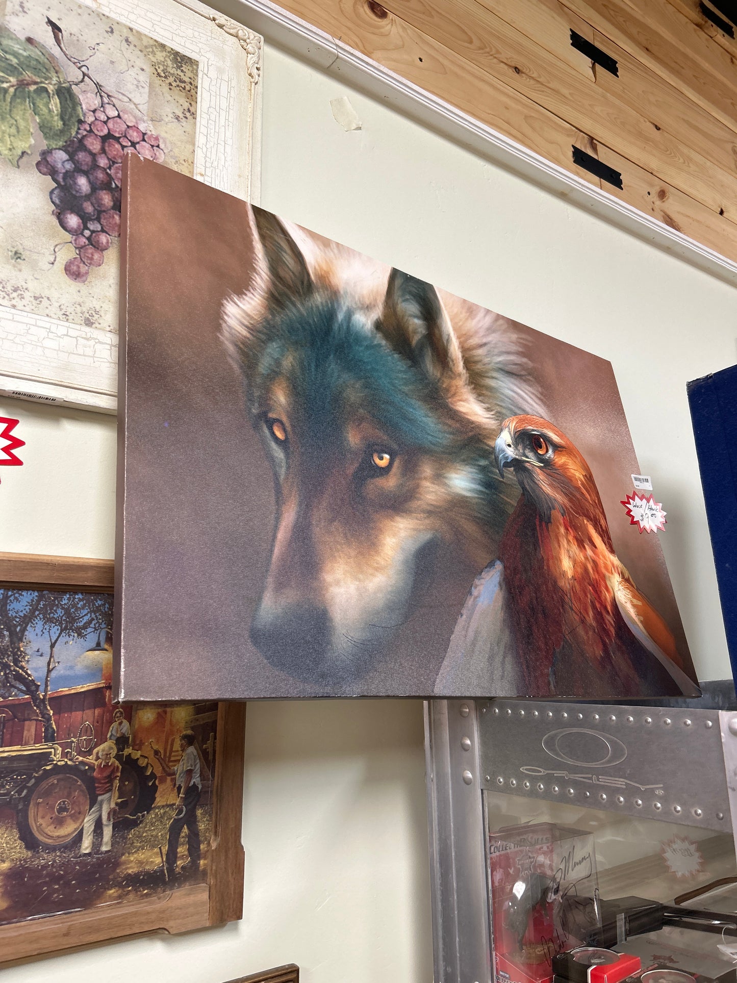 Wolf and Hawk Picture 23 1/2” x 35 1/2”