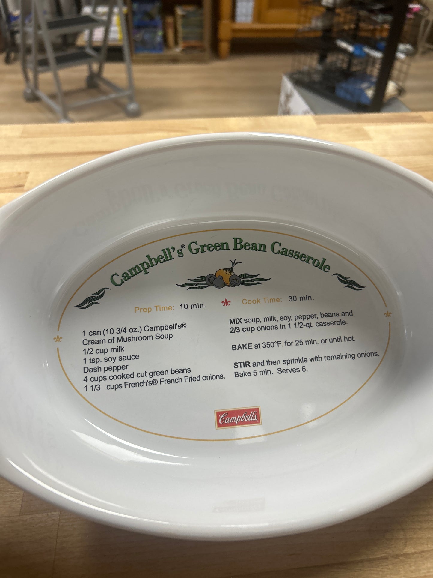 Campbell's Soup Company Kitchen 2010 Oval Green Bean Casserole Dish